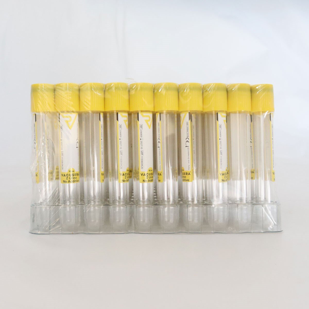 Vakumlu İdrar Tüpü 10 ML (Sarı Kapak) Katkısız 100'lü Paket