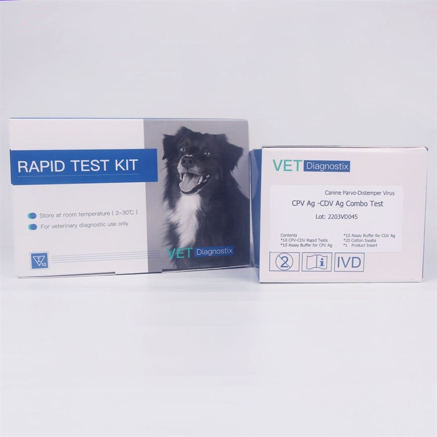 Vet Diagnostix Canine Parvo (CPV) Ag + Distemper (CDV) Ag 10'lu Paket