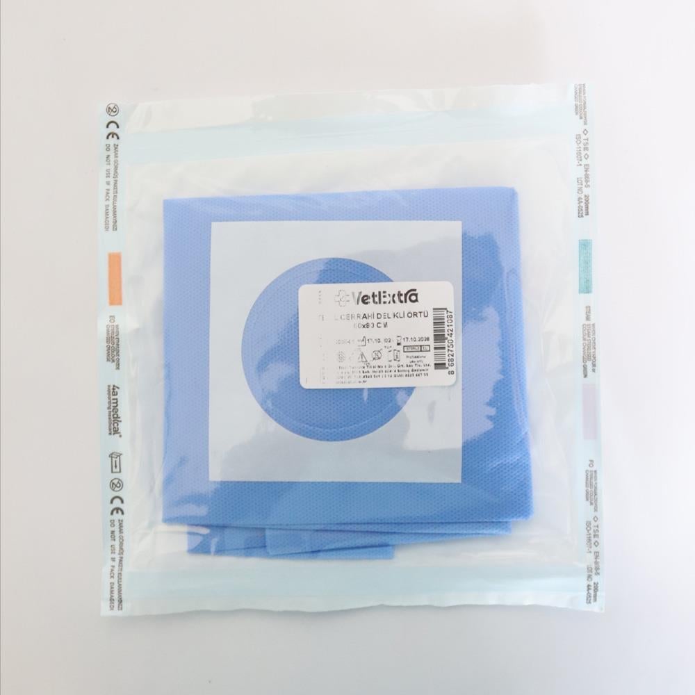 VetExtra Steril Cerrahi Delikli Serviyet Örtüsü 60*90 CM (35 GR SMS Kumaş Delik Çapı 6 CM)