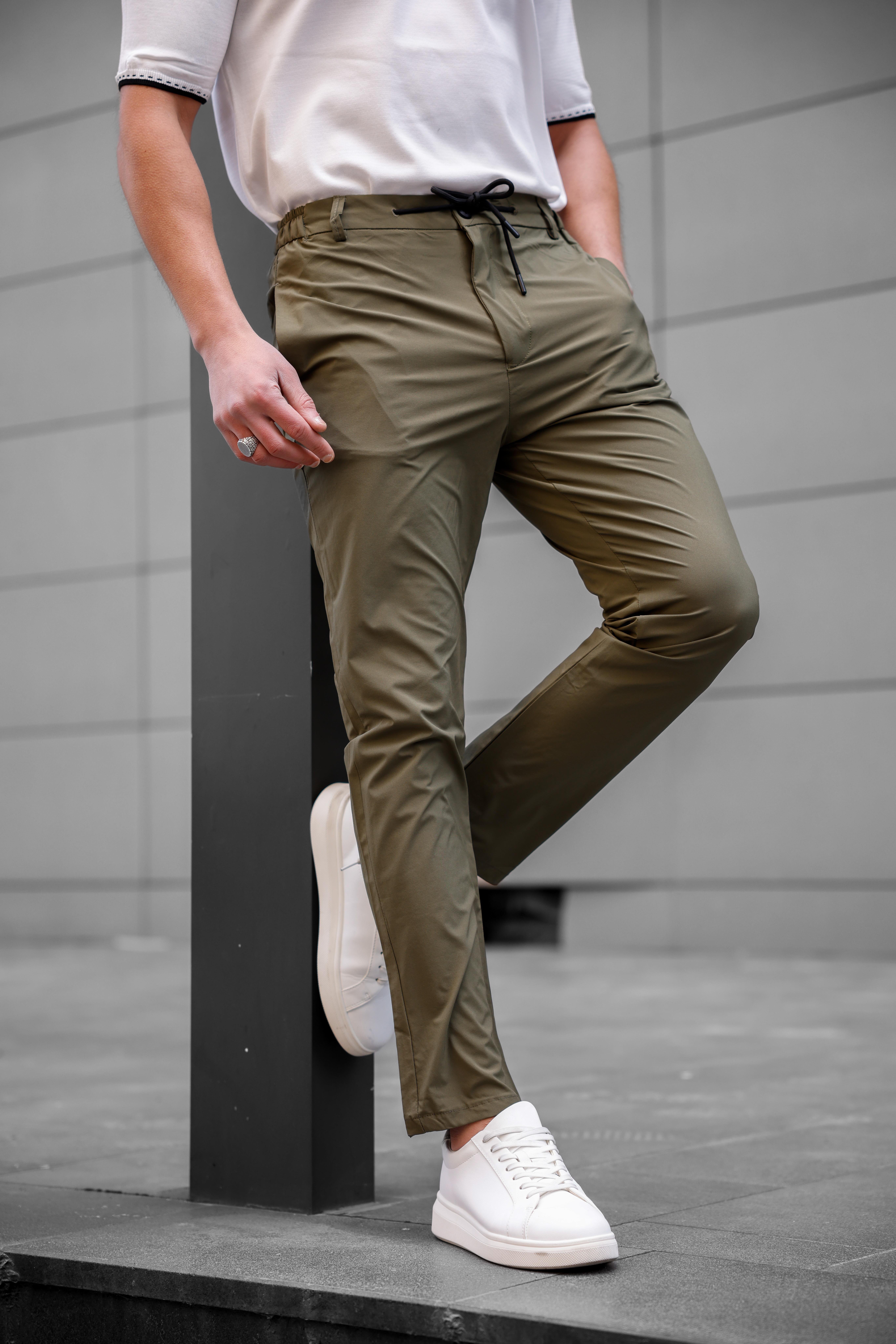 Jogger Paraşüt Kumaş Haki Renk Erkek Pantolon