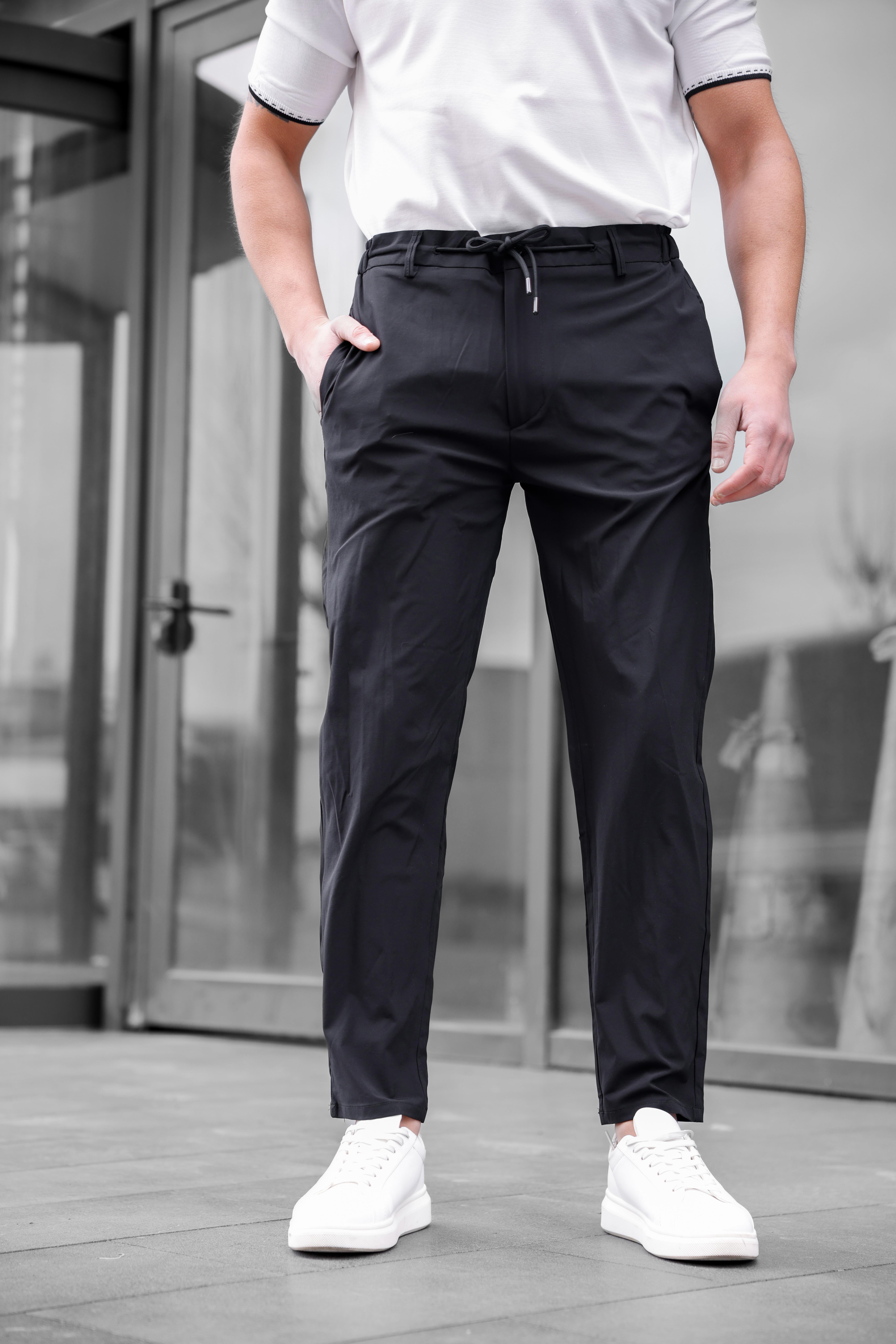 Jogger Paraşüt Kumaş Siyah Renk Erkek Pantolon