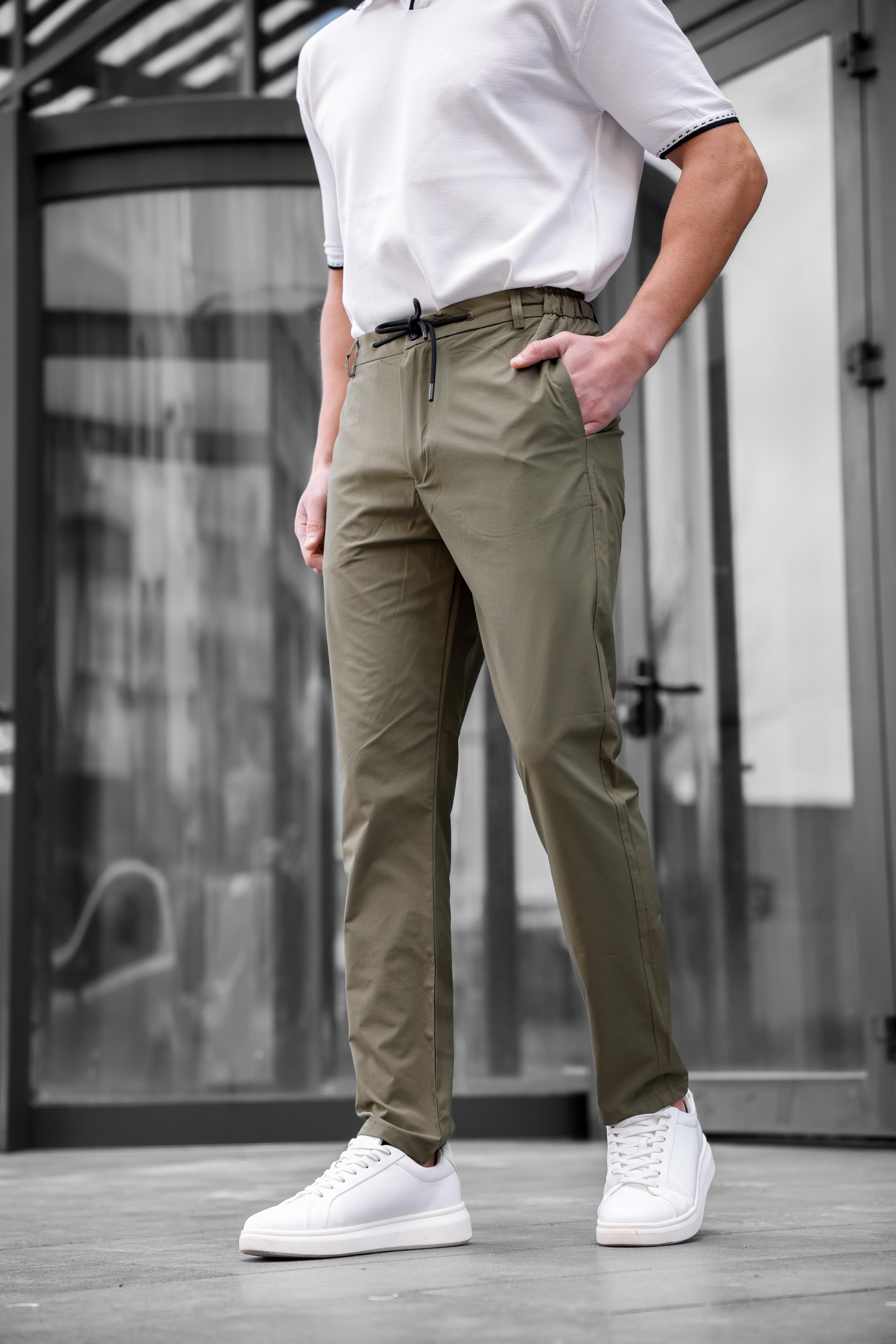 Jogger Paraşüt Kumaş Haki Renk Erkek Pantolon