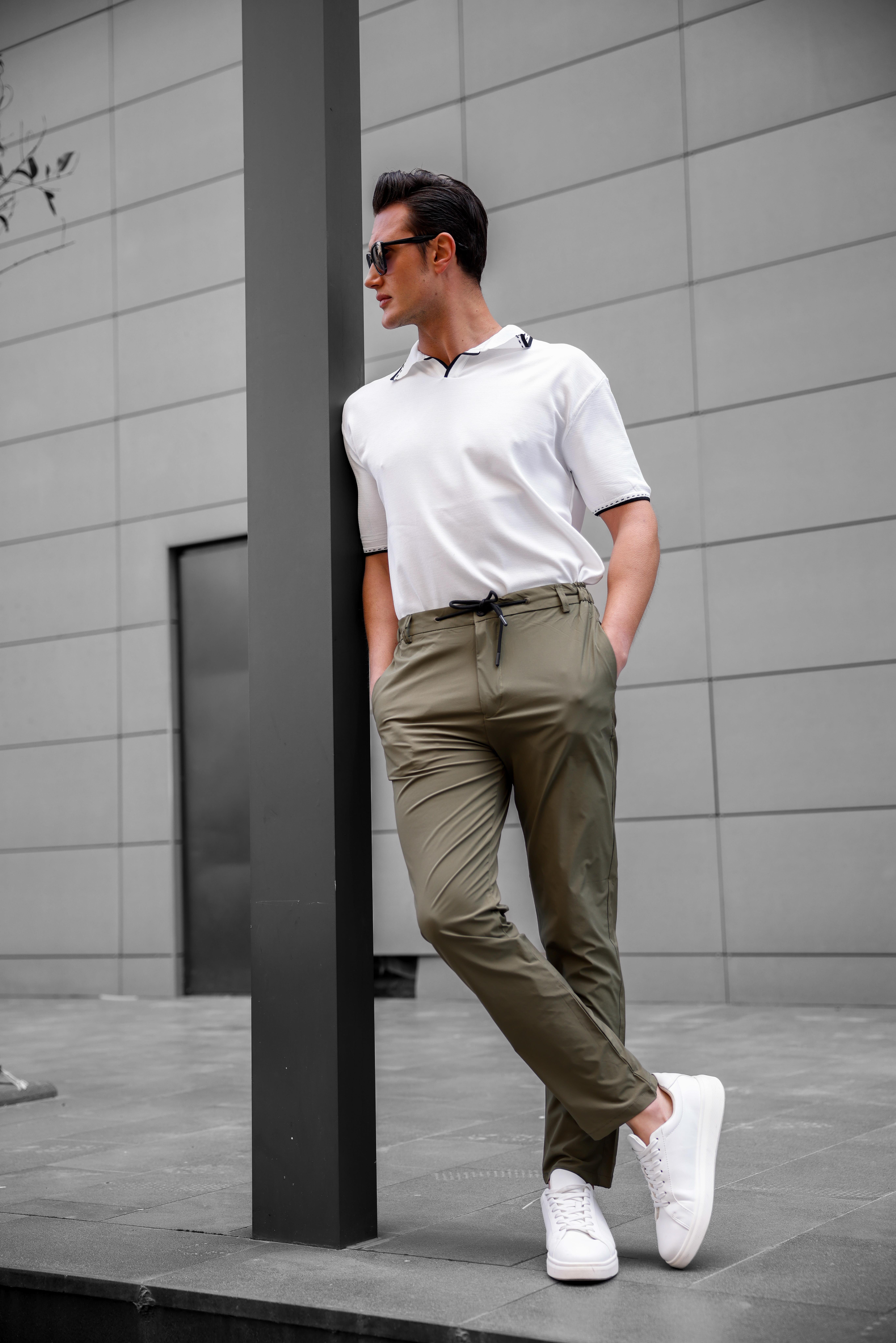 Jogger Paraşüt Kumaş Haki Renk Erkek Pantolon