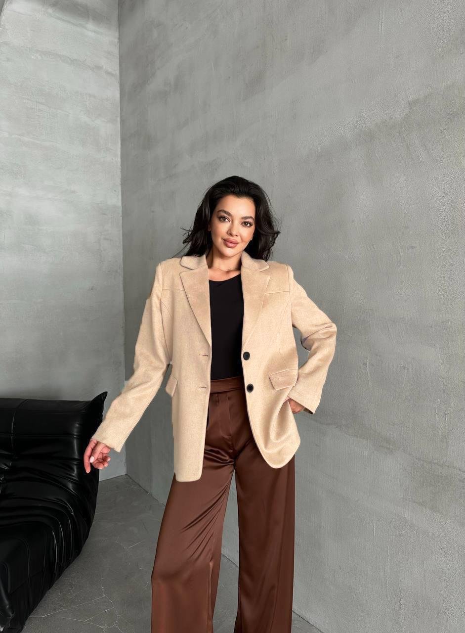 Bej Renk Süet Blazer Ceket