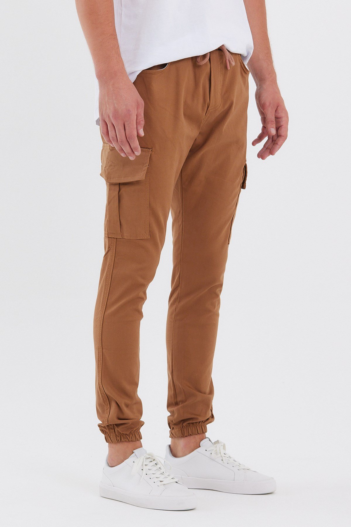 Camel Renk Çift Cep Kargo Spor Pantolon