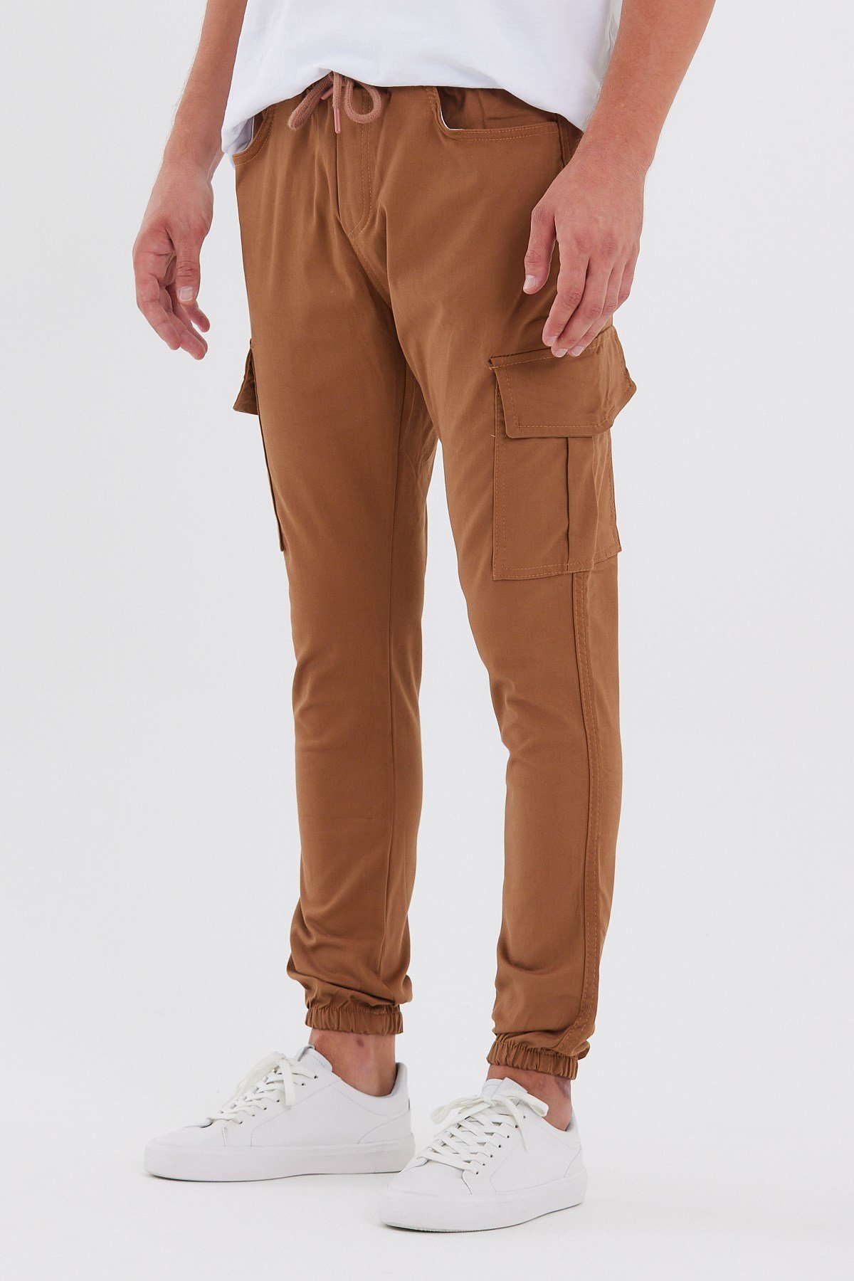 Camel Renk Çift Cep Kargo Spor Pantolon
