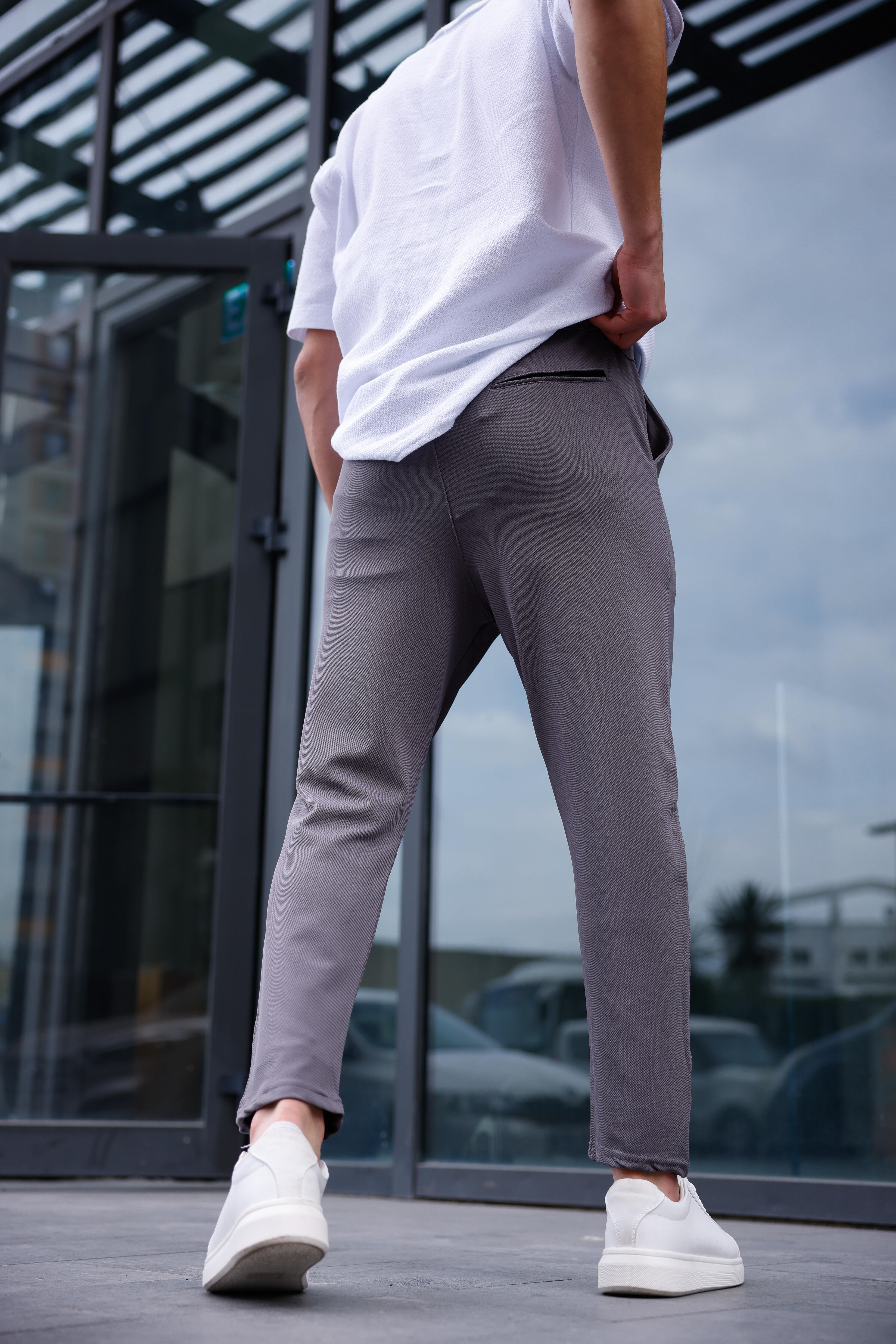 Erkek Antrasit Renk Likralı Kumaş Jogger Pantolon