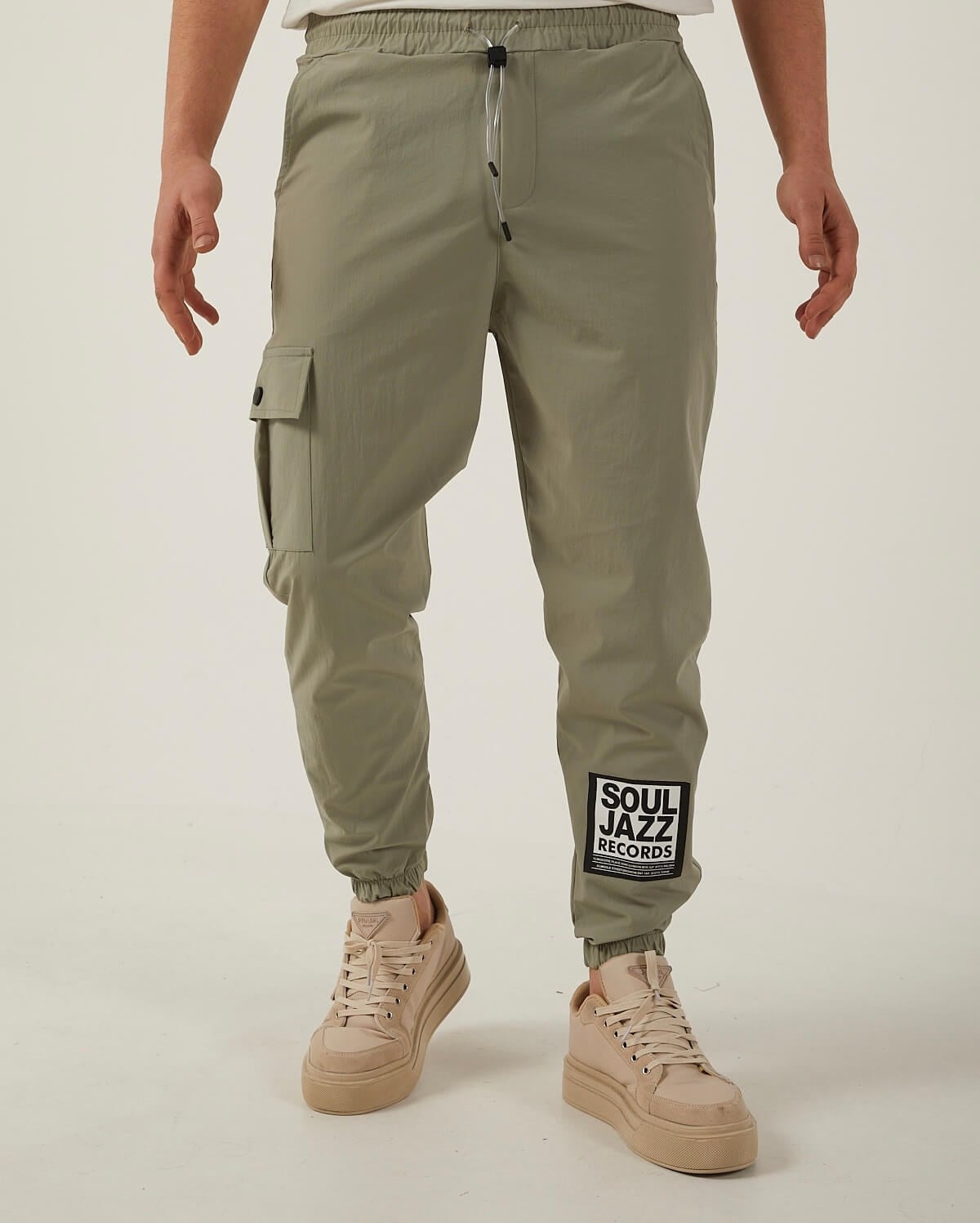 Haki Renk Kargo Cepli Paraşüt Kumaş Spor Pantolon