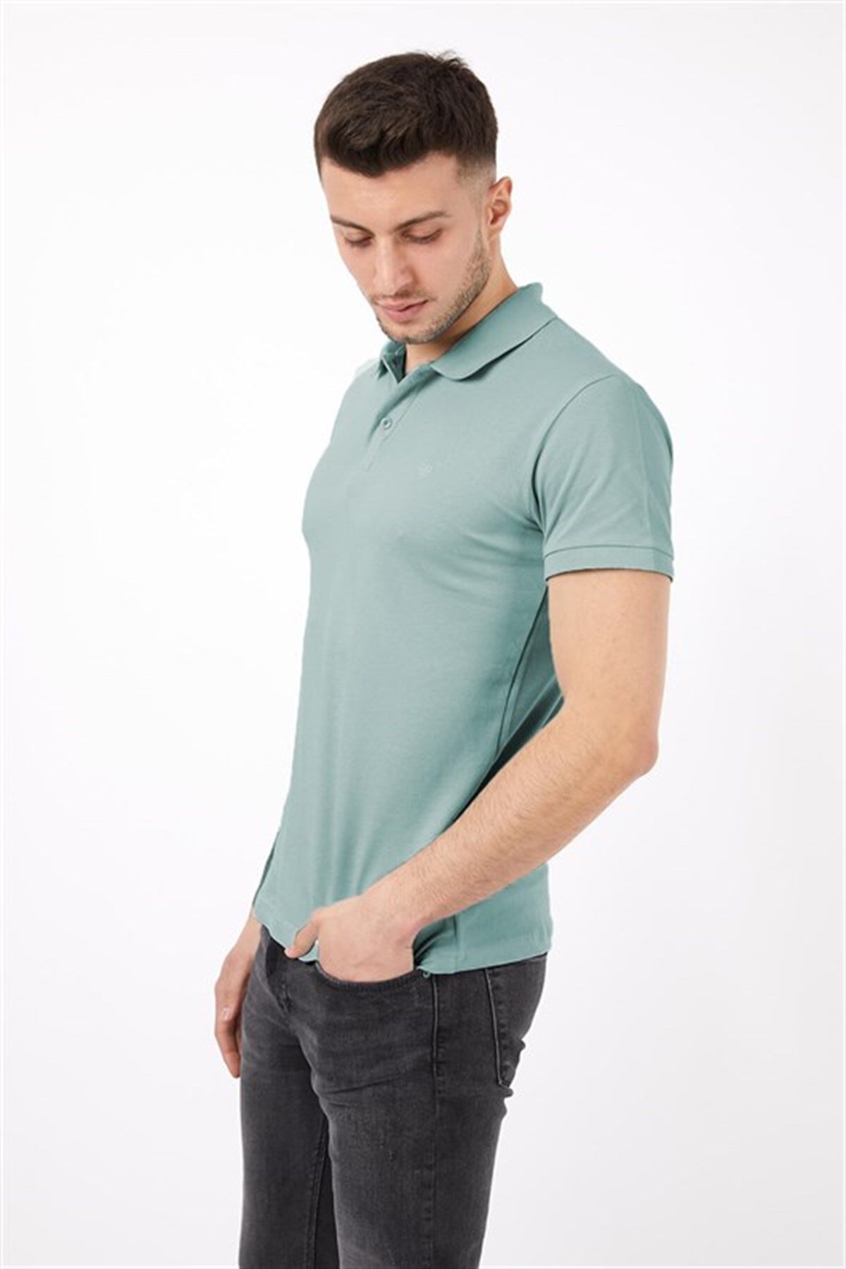 Koyu Mint Renk Polo Yaka Erkek Tişört