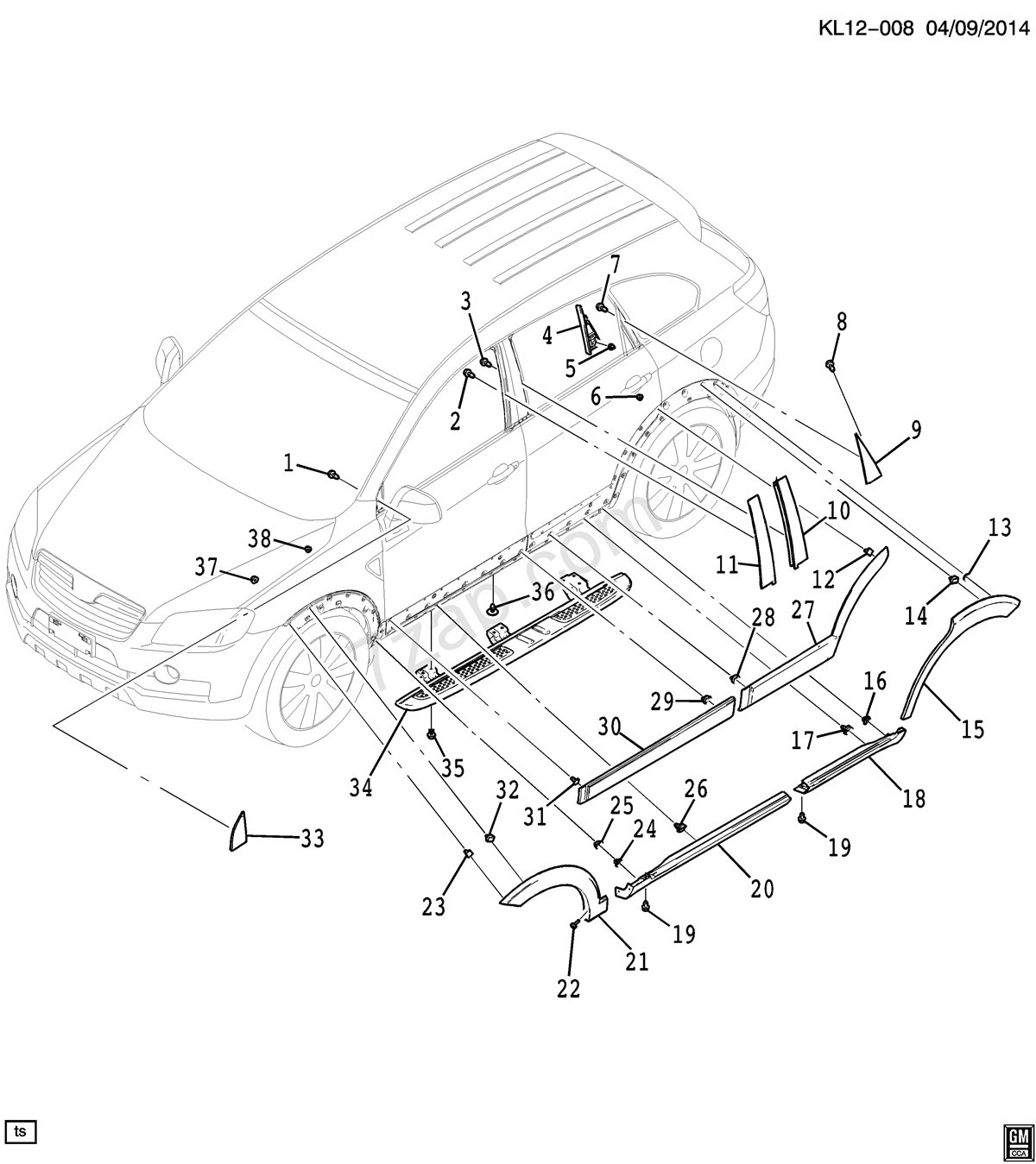 CHEVROLET CAPTİVA ÖN SAĞ ÇAMURLUK AĞIZ BAKALİTİ GM