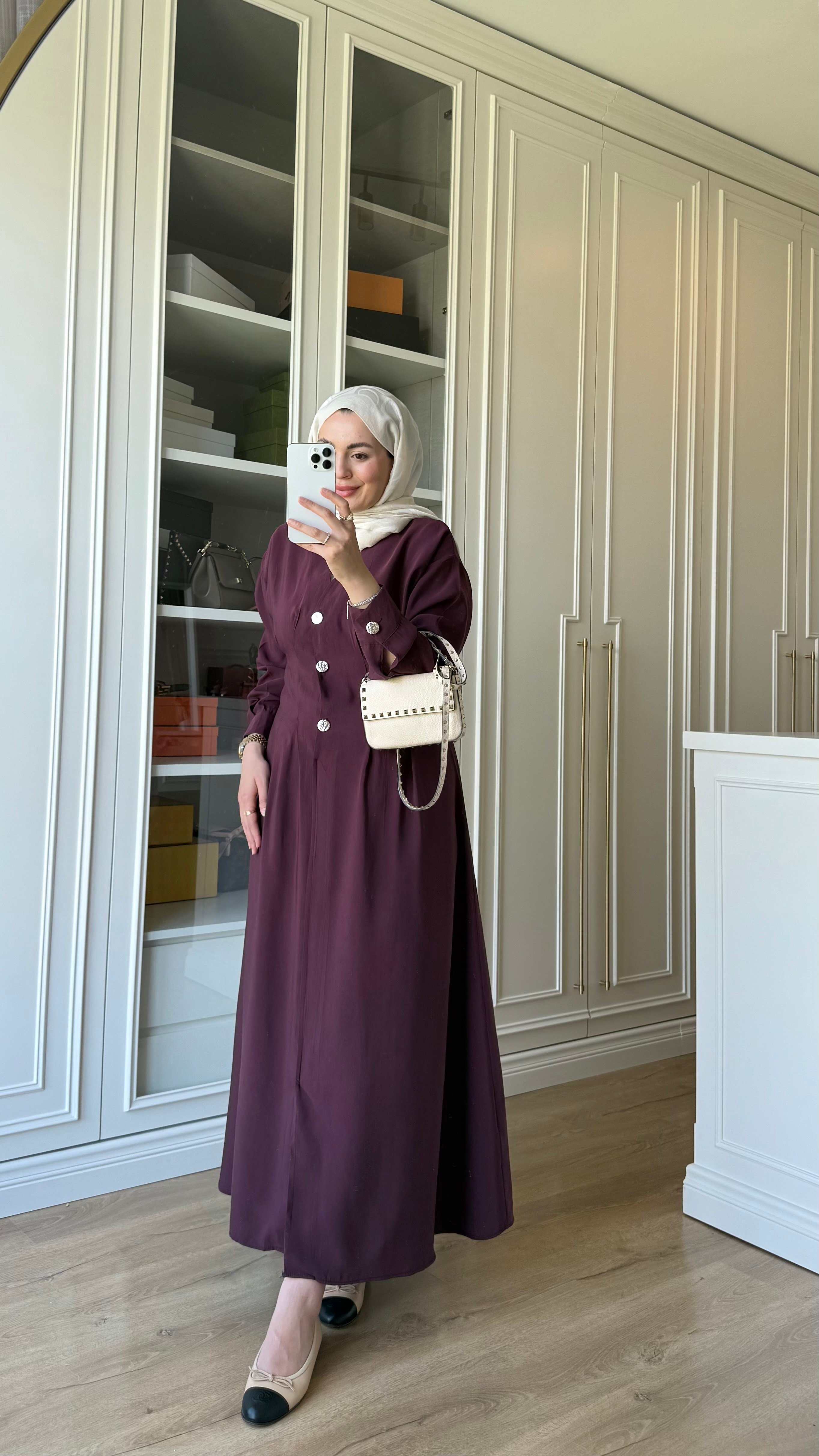 Bağlamalı Tensel Elbise Mürdüm