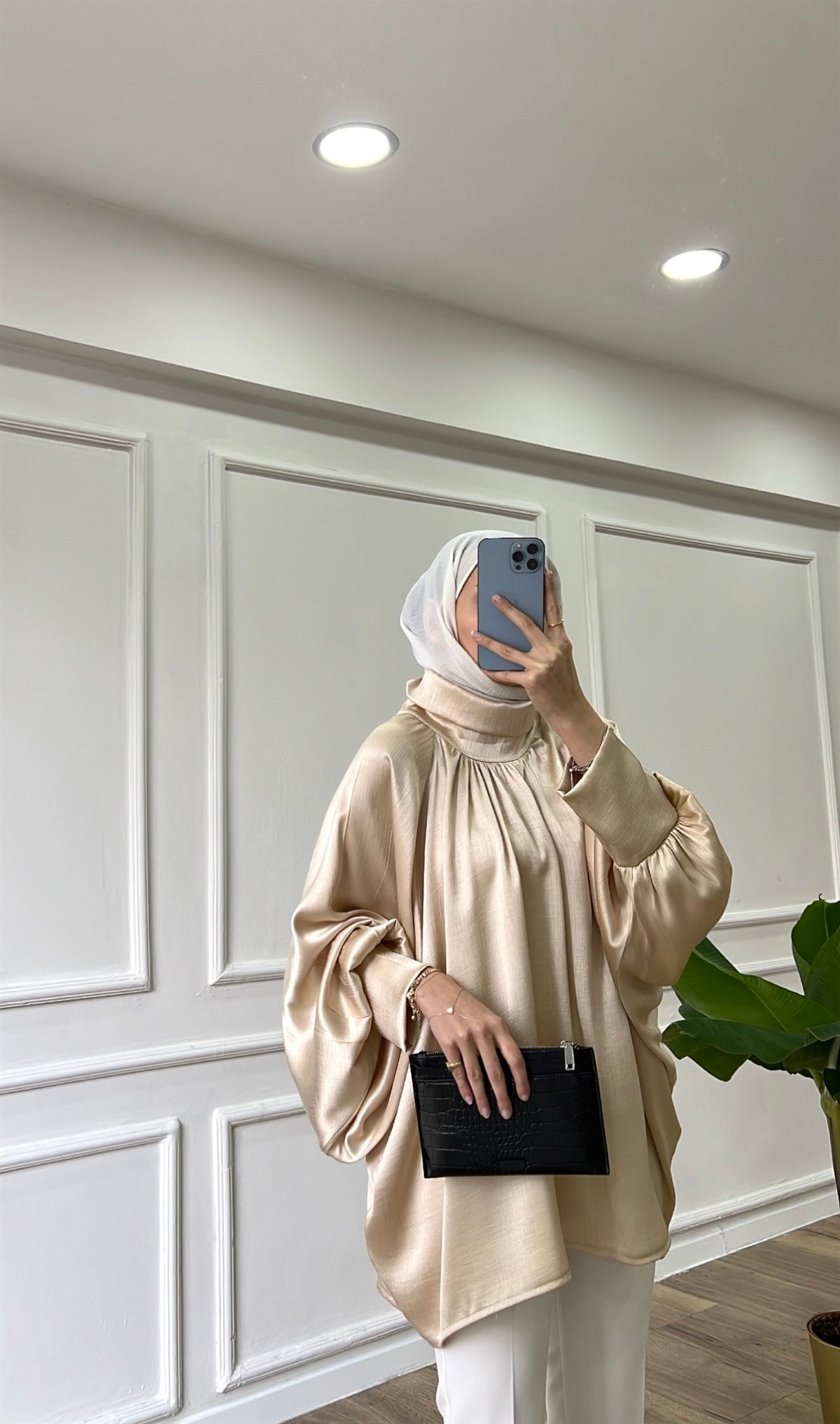 Bej - Saten Tunik