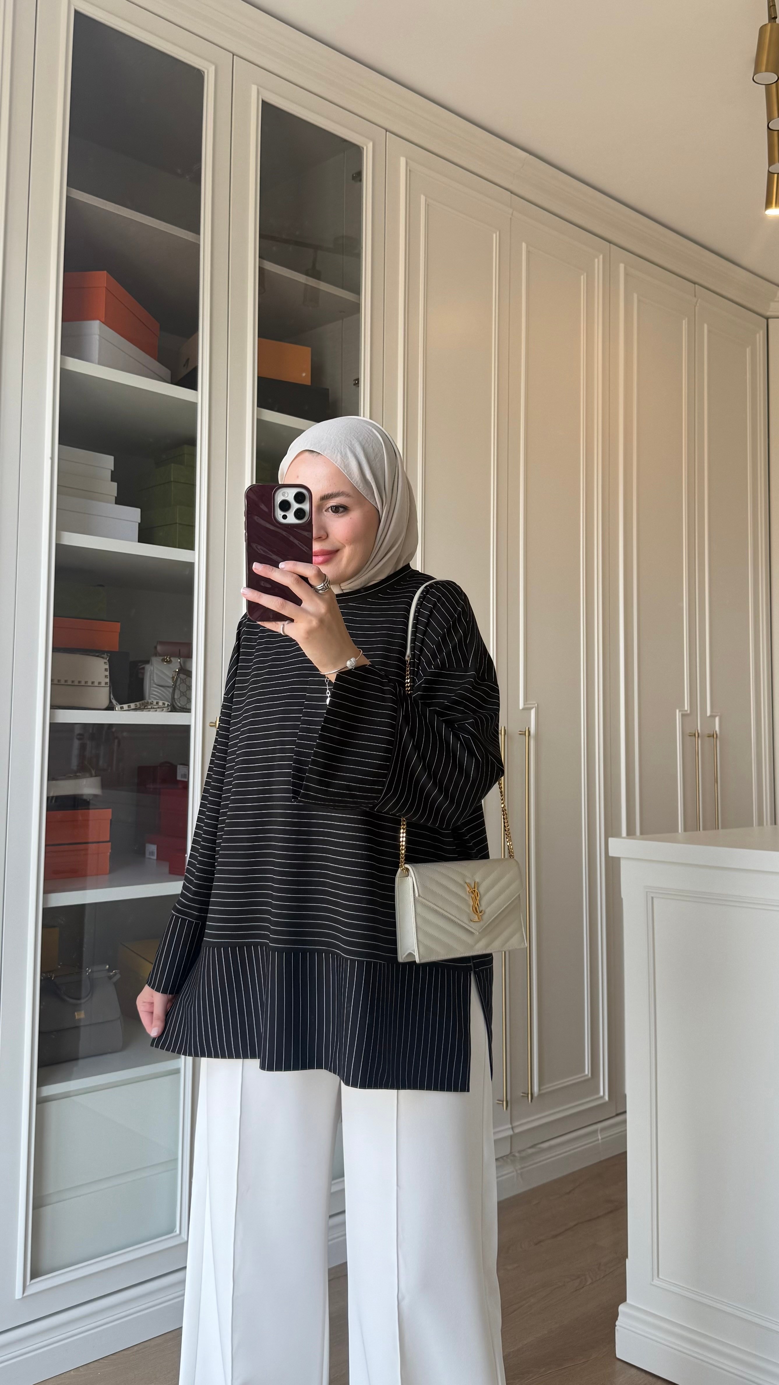 Çizgili Oysh Sweatshirt Siyah