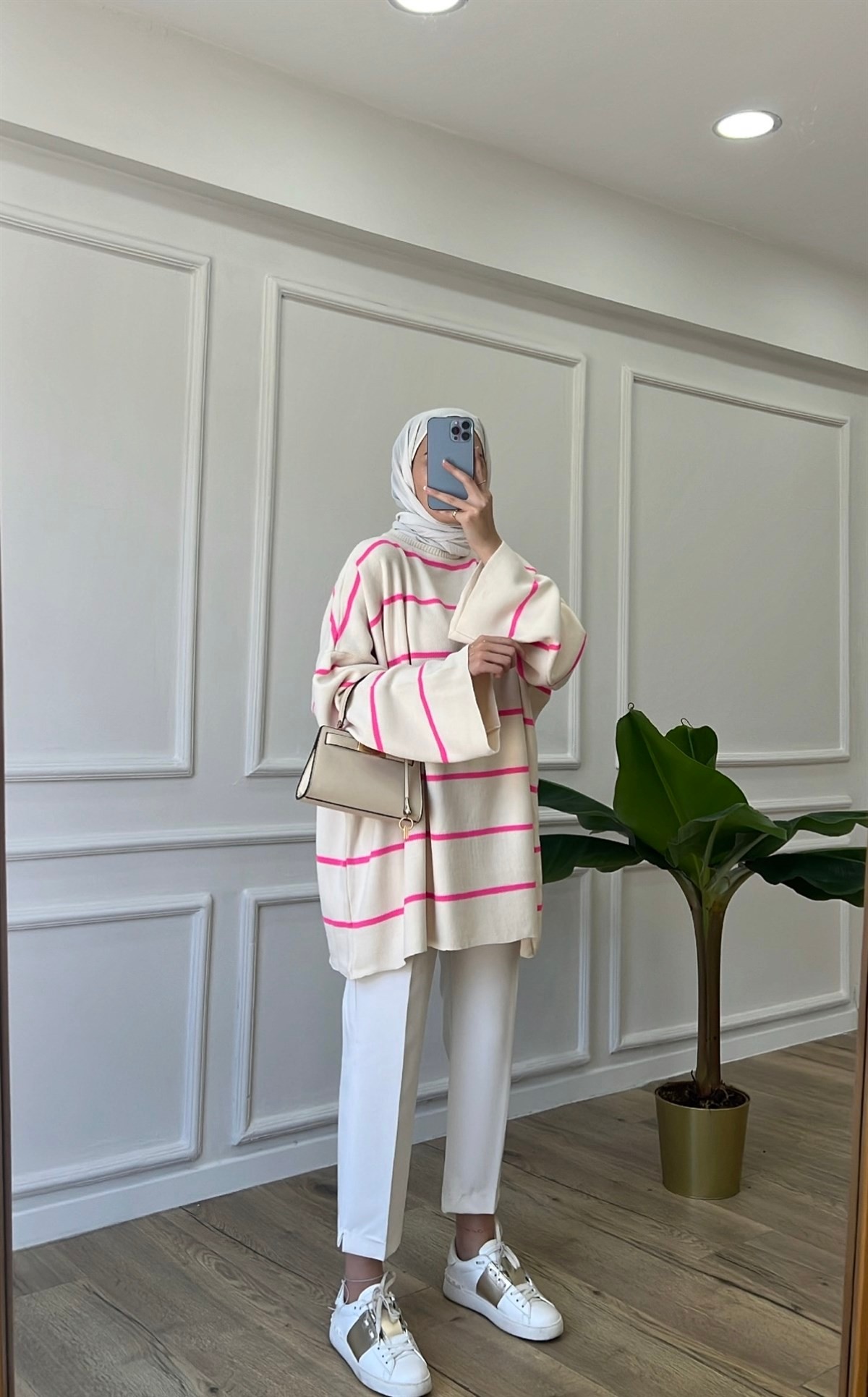 Çizgili Triko Pembe 