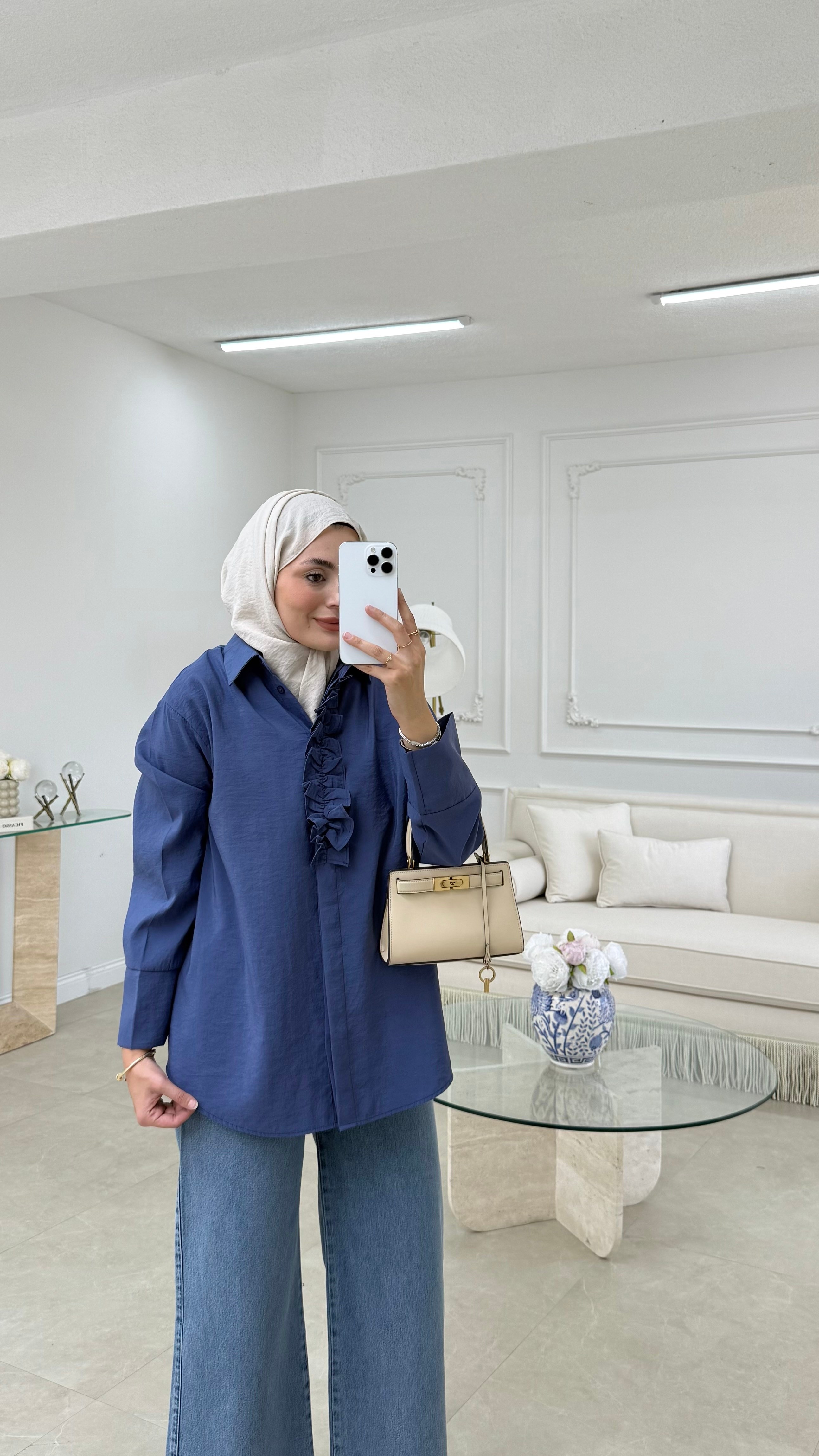 Fırfırlı Gömlek İndigo