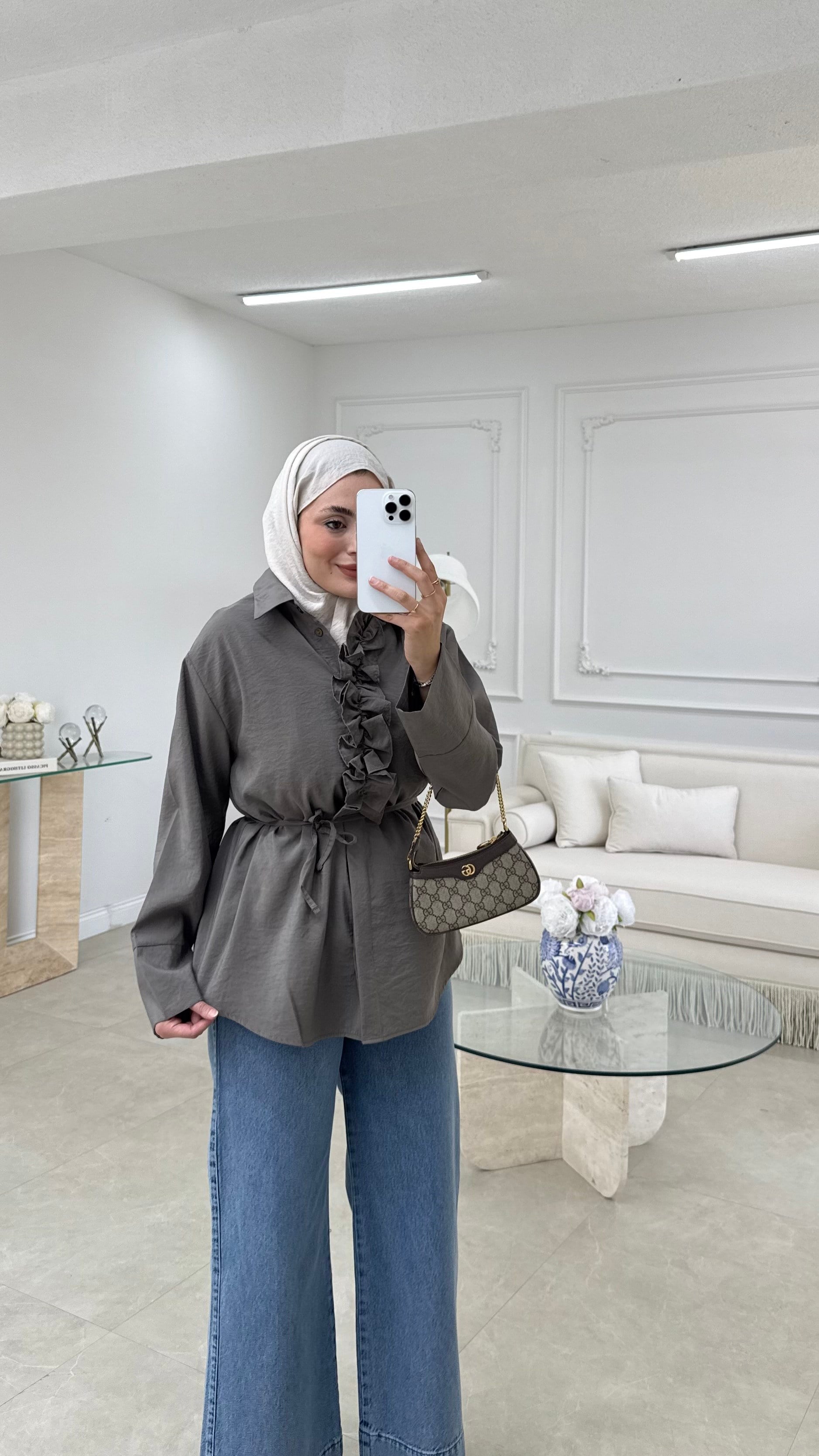 Fırfırlı Gömlek Vizon