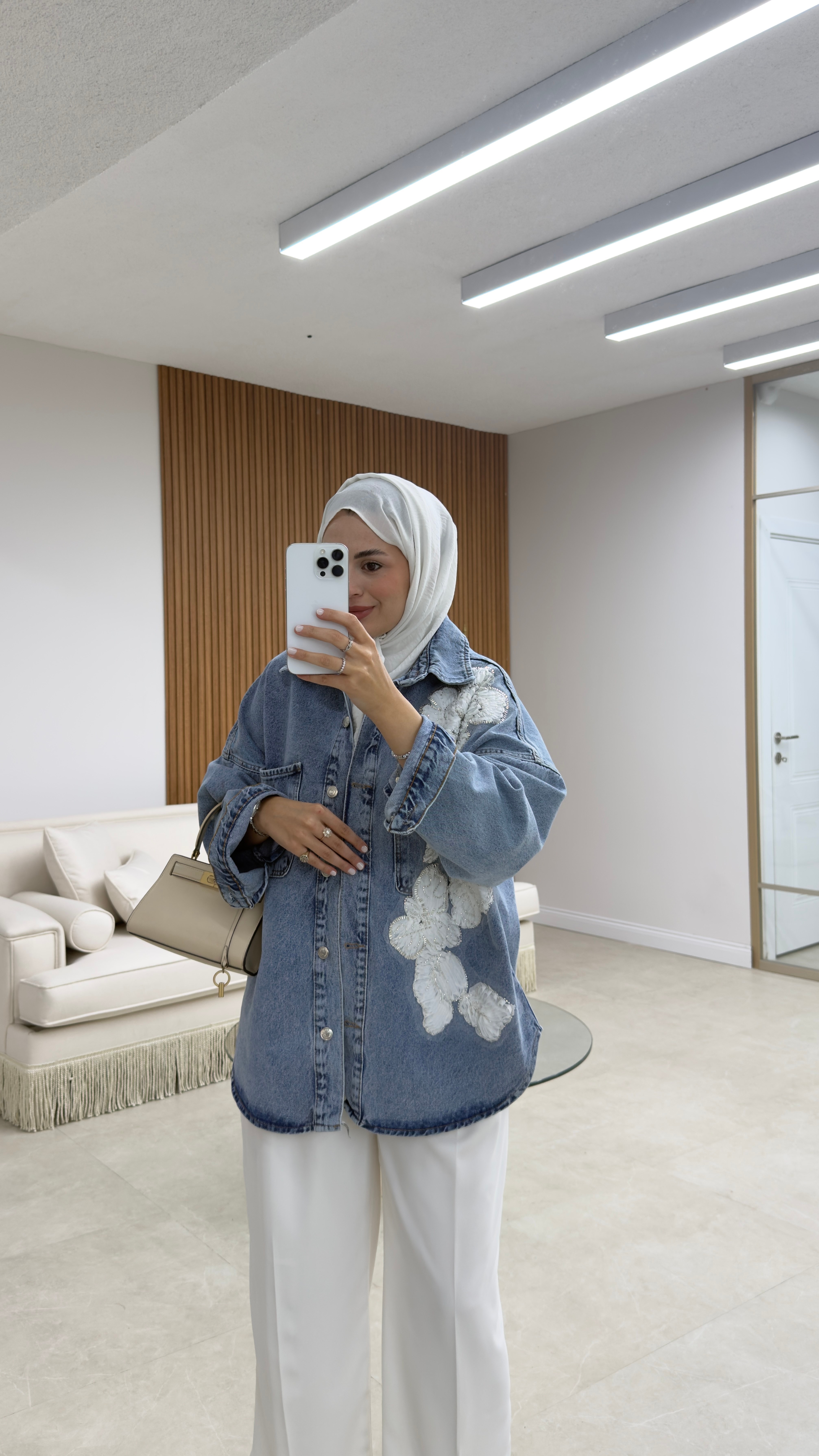 Flowers Denim Ceket 