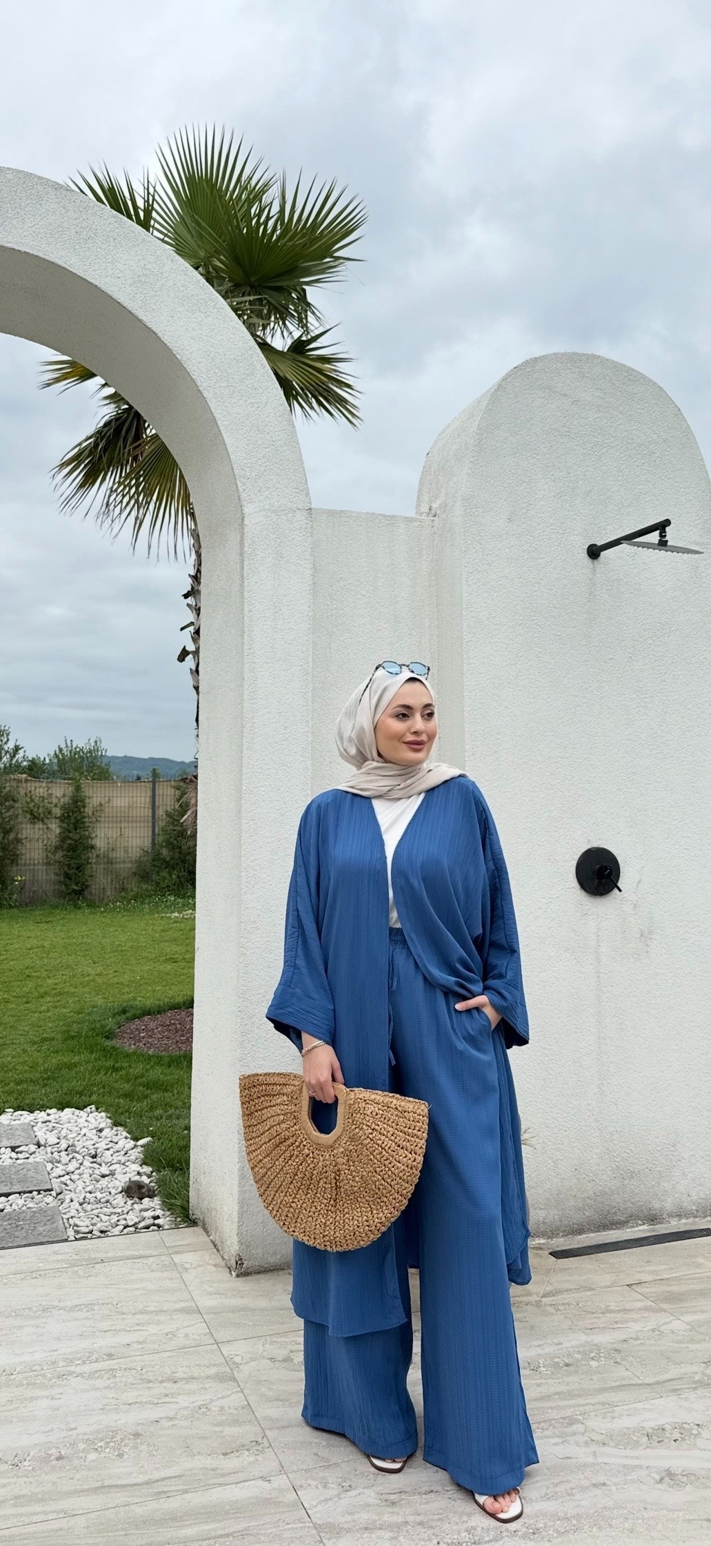 Gofre Kimono Takım Saks