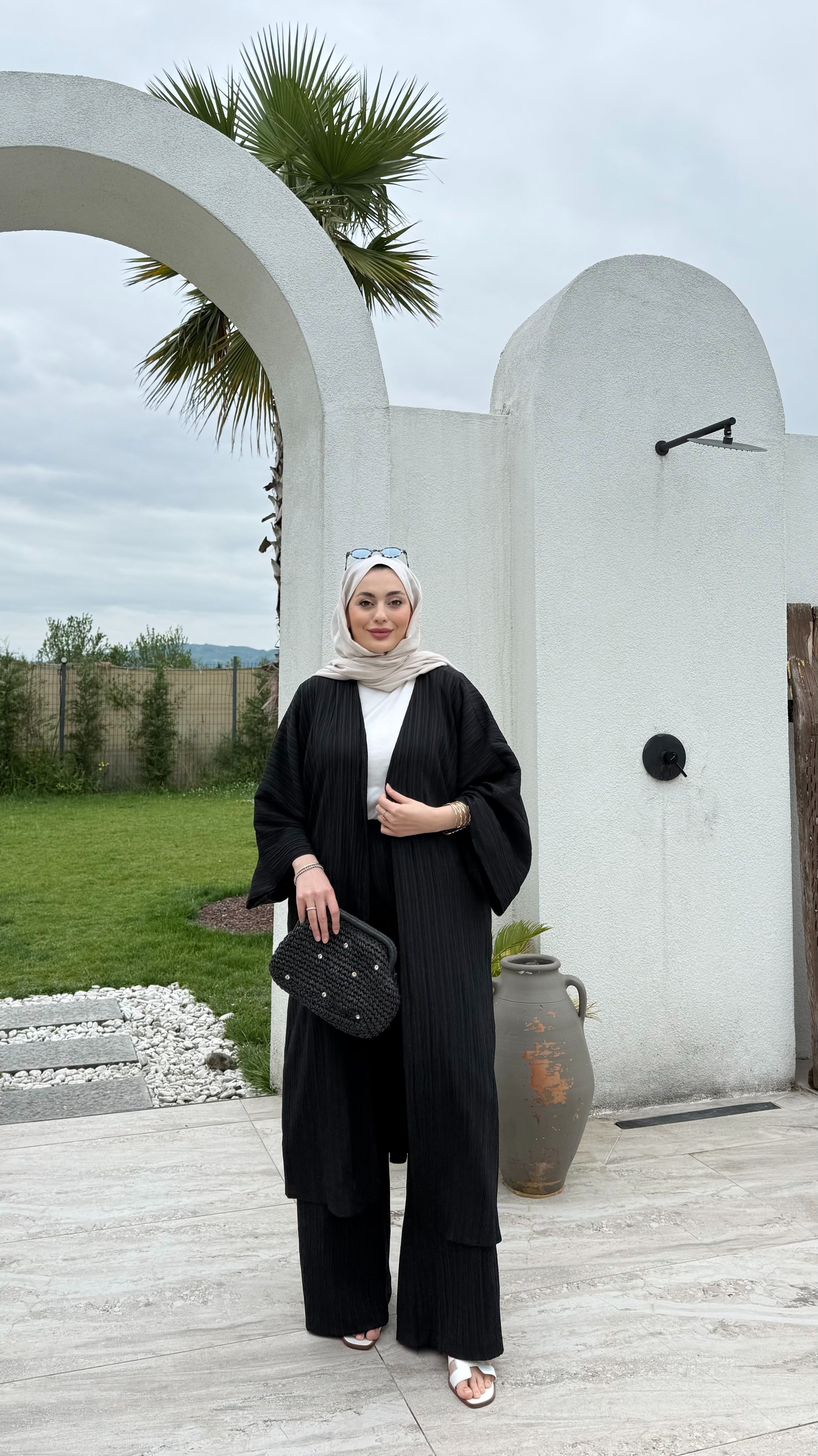 Gofre Kimono Takım Siyah