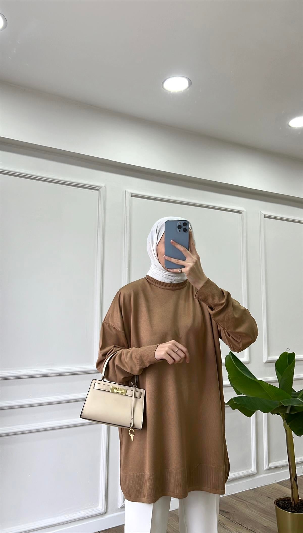 Kahve - Vera Merserize Tunik