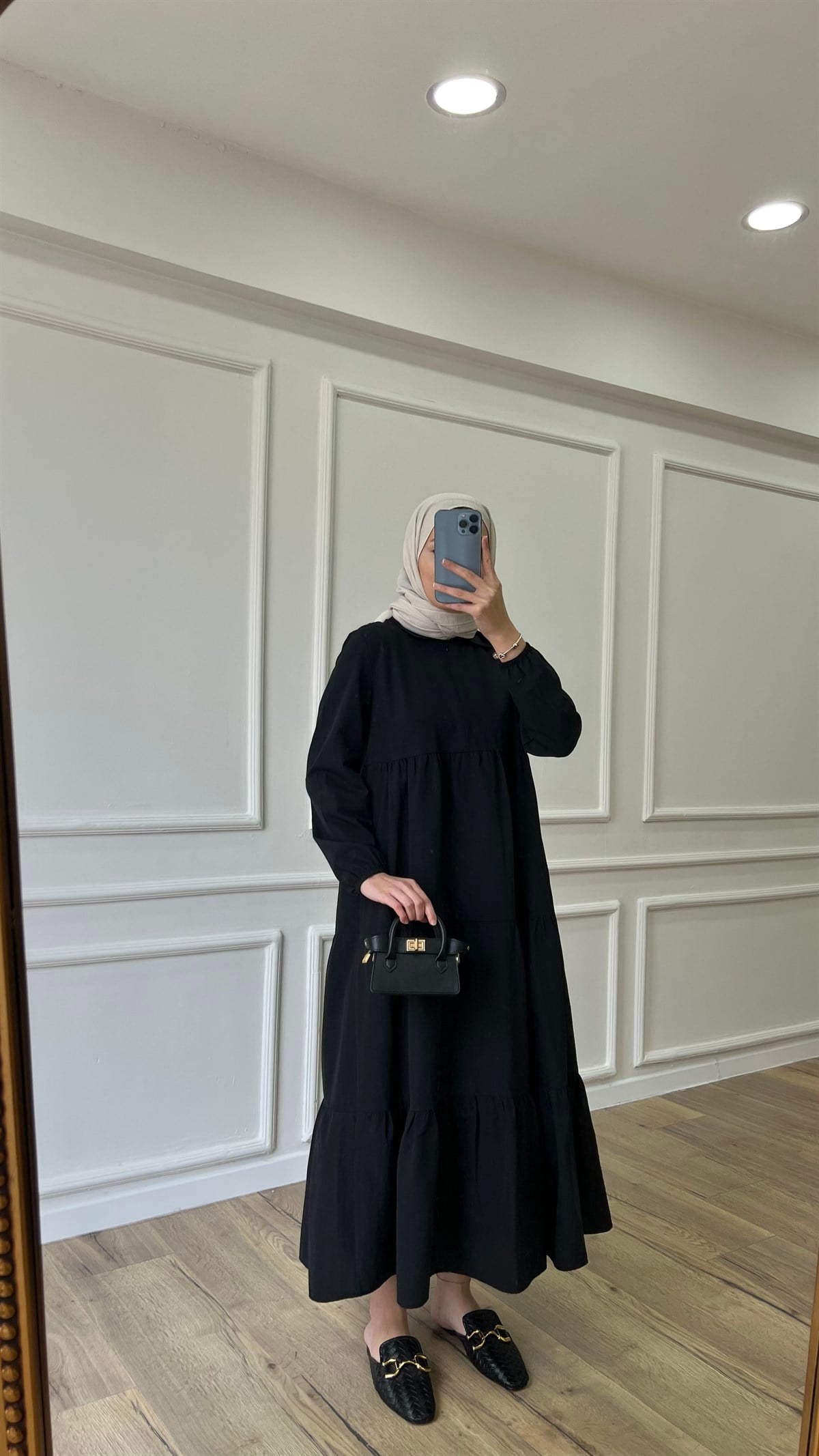 Kat Kat Elbise - Siyah