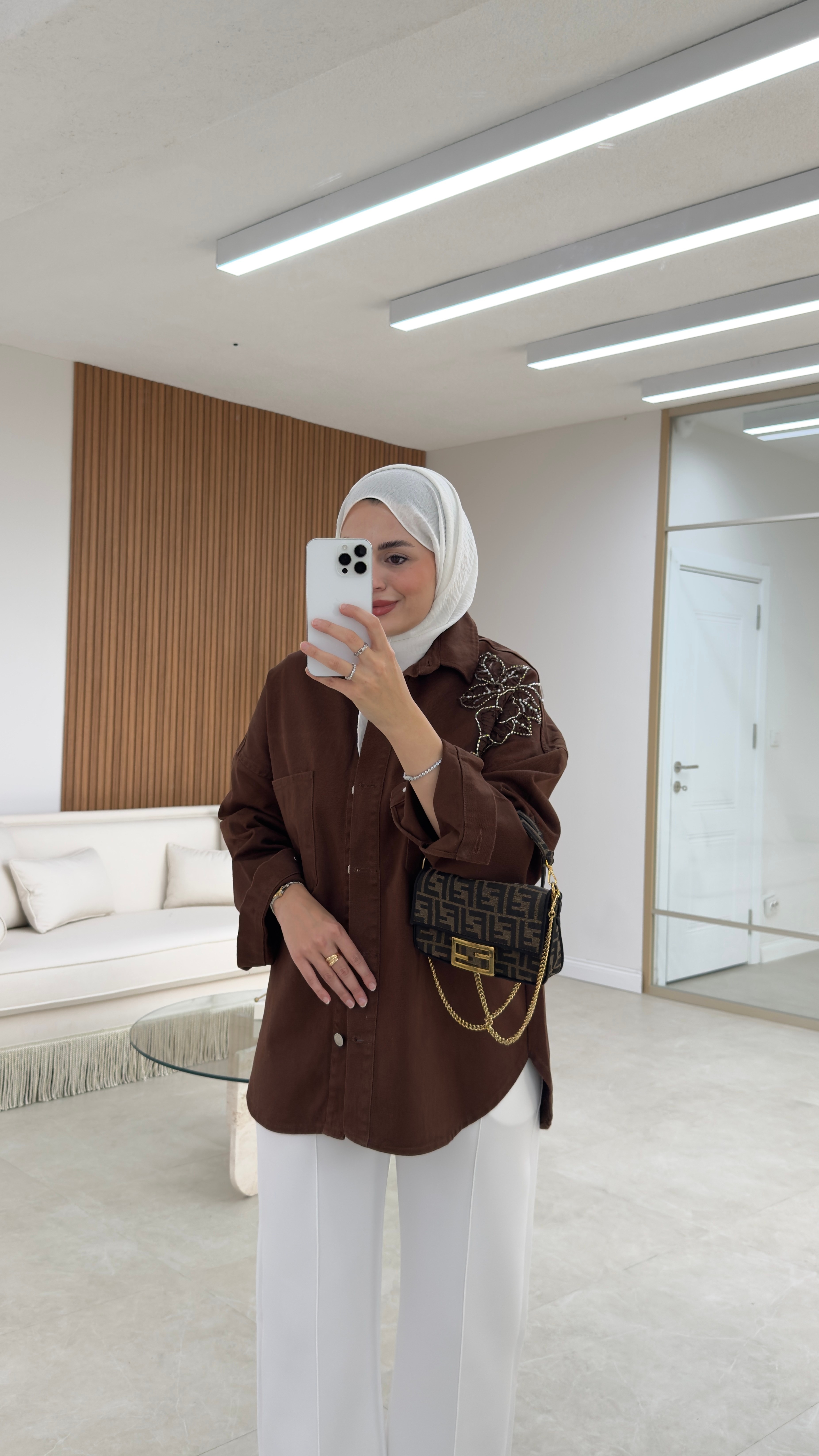 Kely Çiçek Detaylı Ceket Acı Kahve