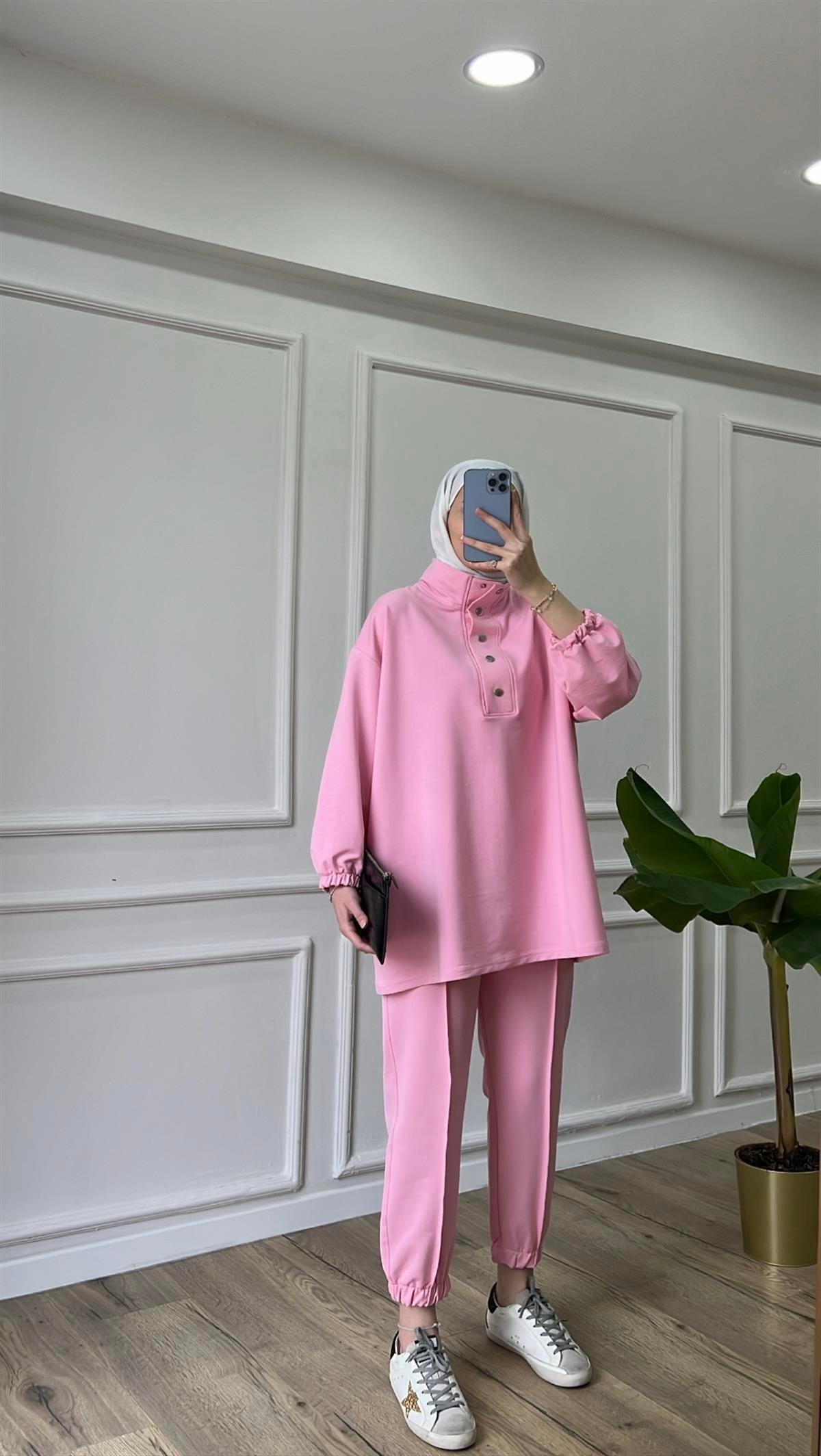 Pembe - Çıtçıtlı Eşofman Takımı