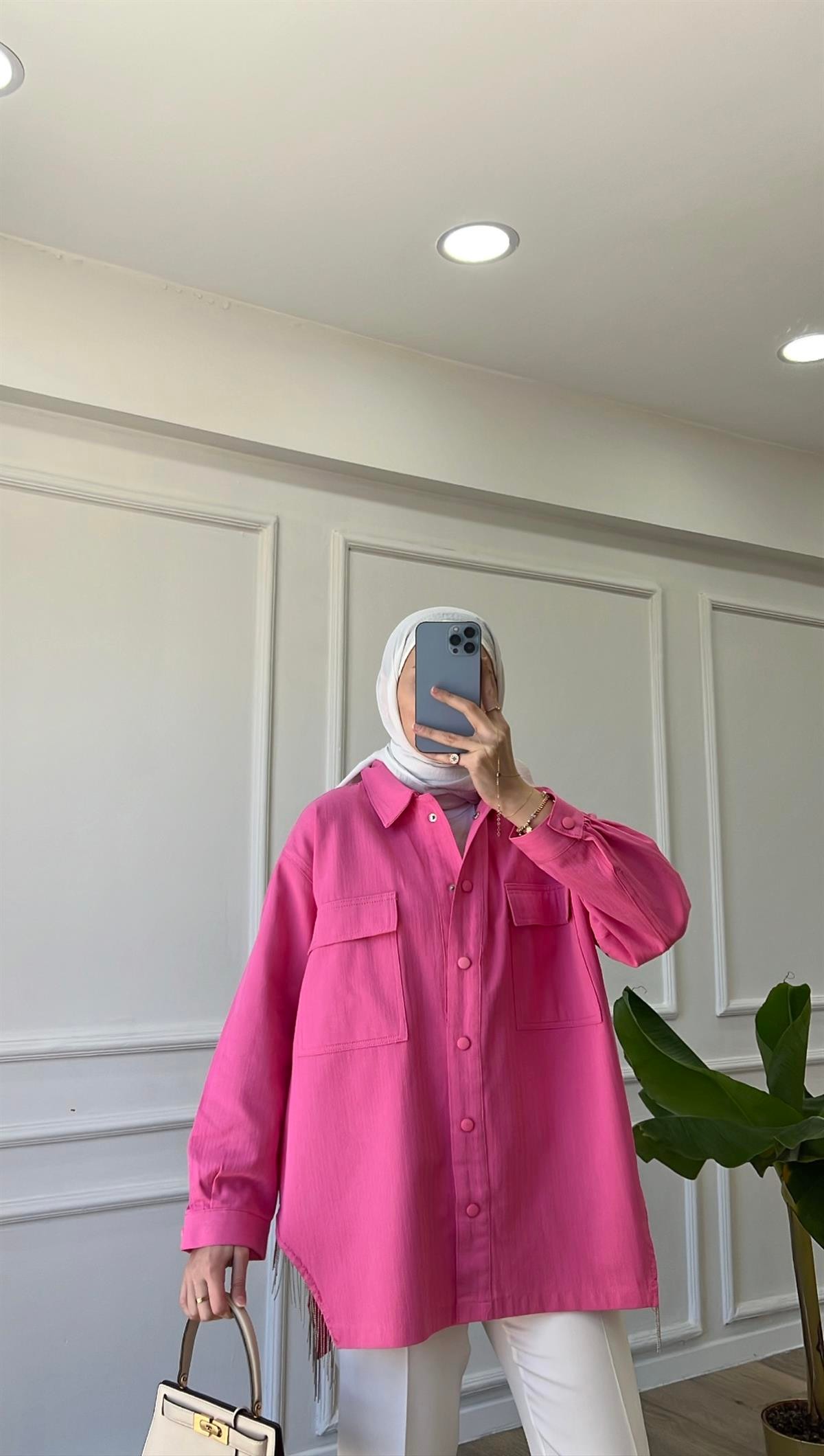 Pembe - Keten Ceket 