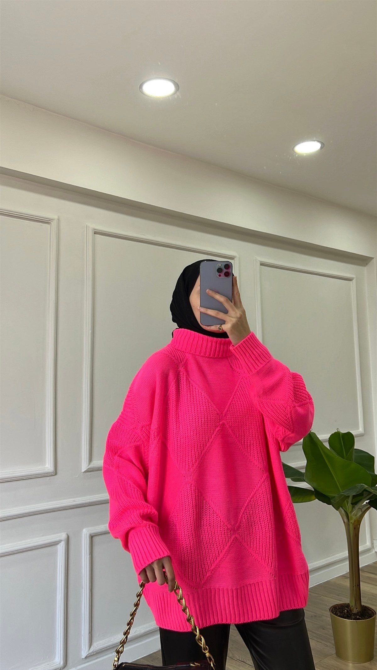 Pembe - Yarım Boğazlı Kazak