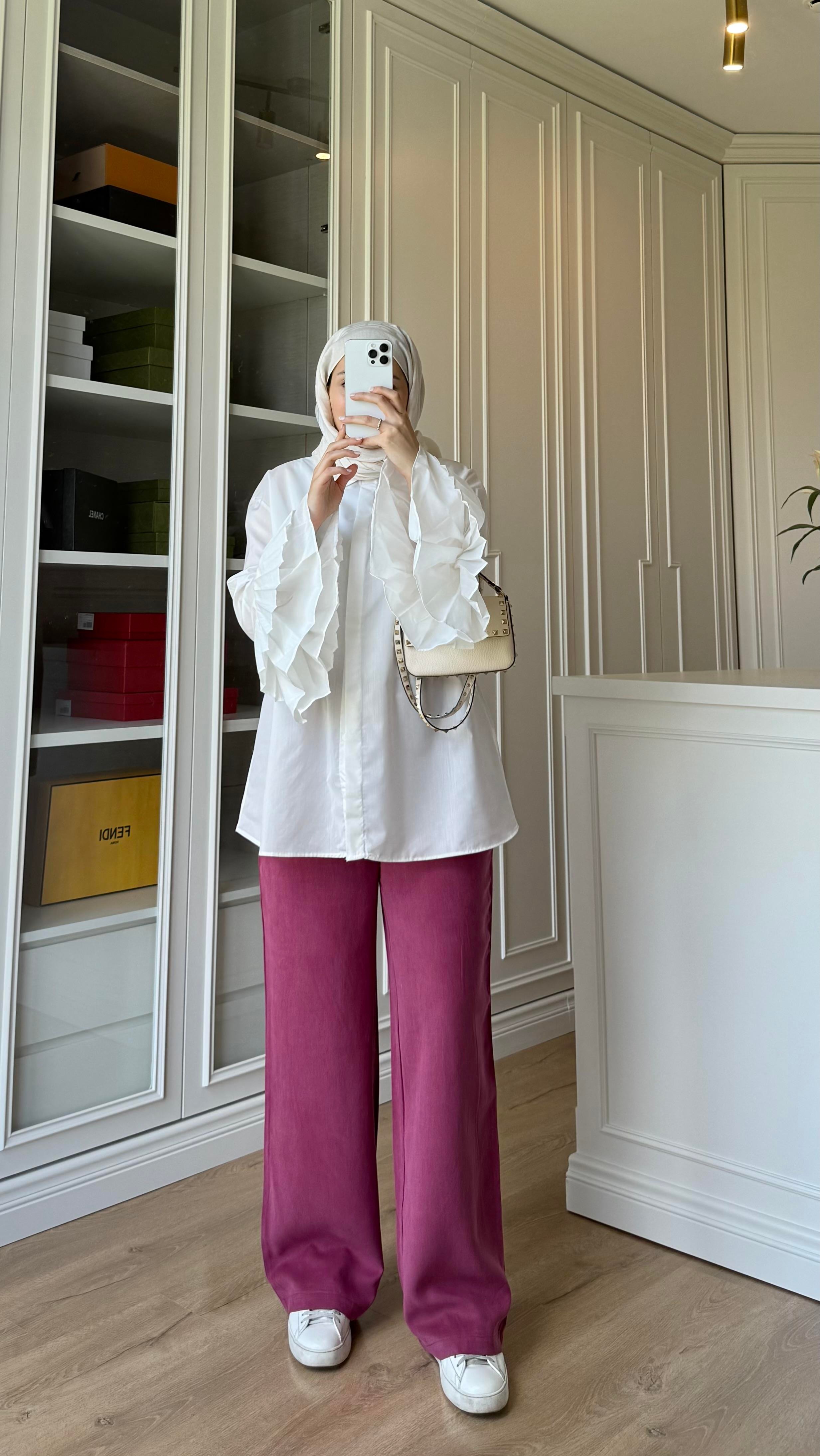 Premium Tensel Pantolon Mürdüm