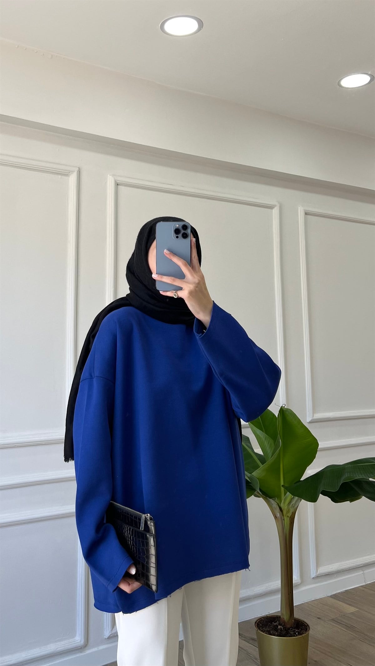 Saks Basic Bisiklet Yaka Sweatshirt