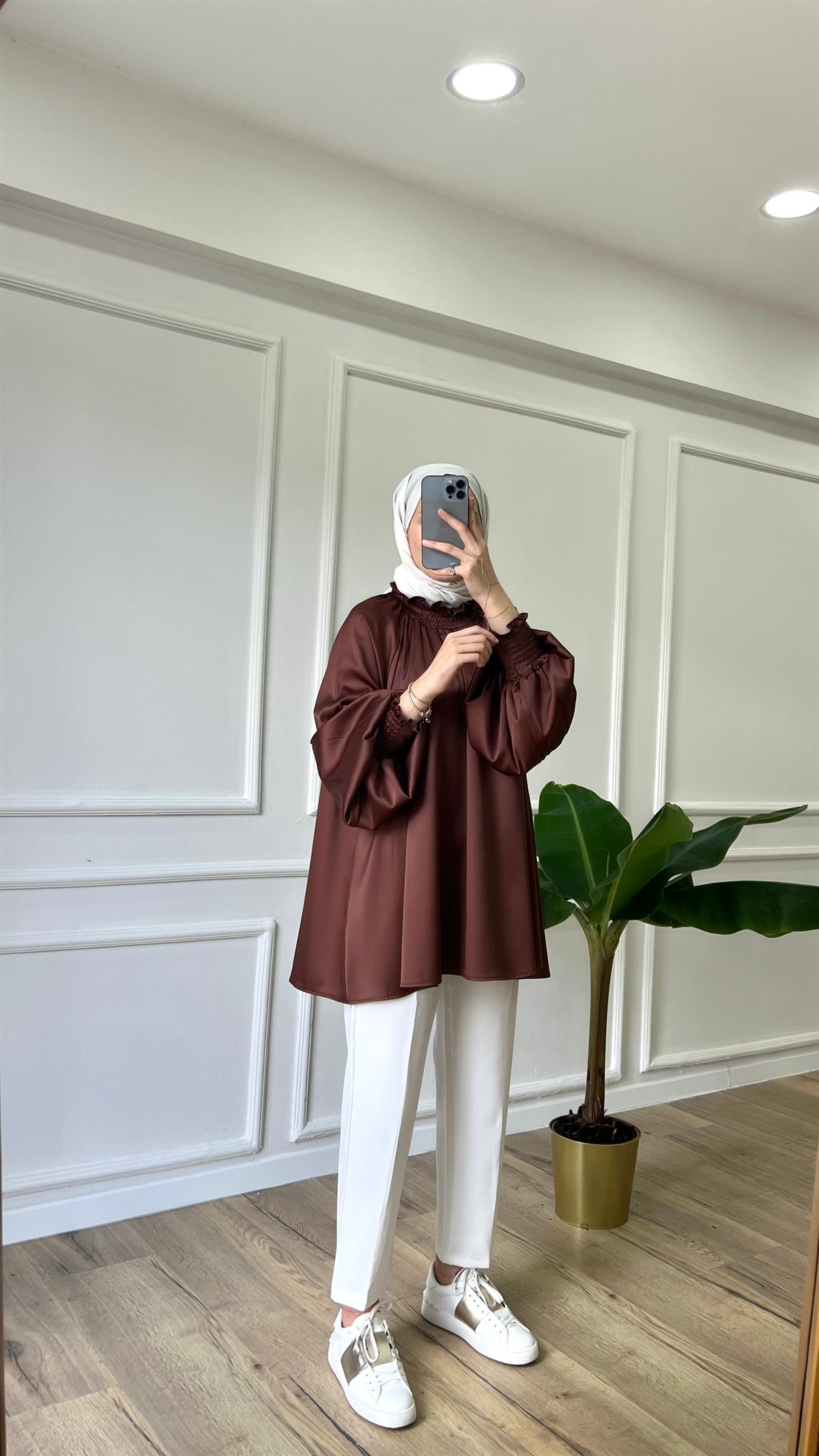 Saten Tunik - Acı Kahve