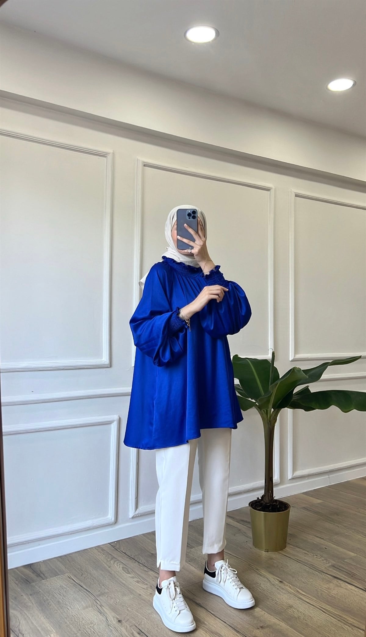 Saten Tunik - Saks 