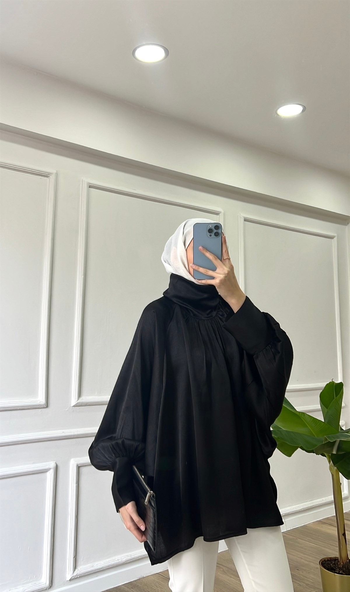 Siyah - Saten Tunik