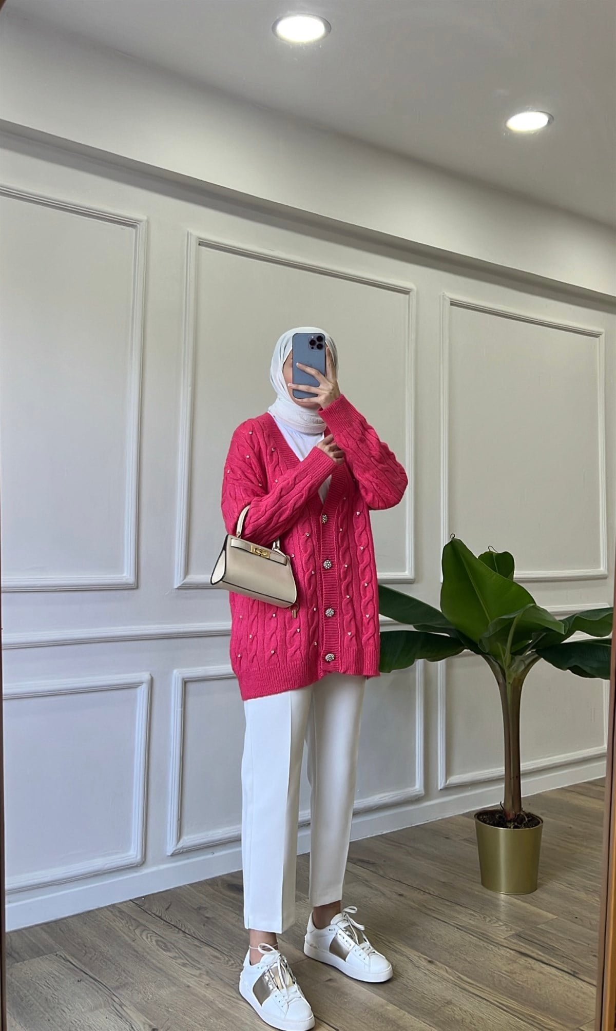 Taşlı Hırka - Pembe