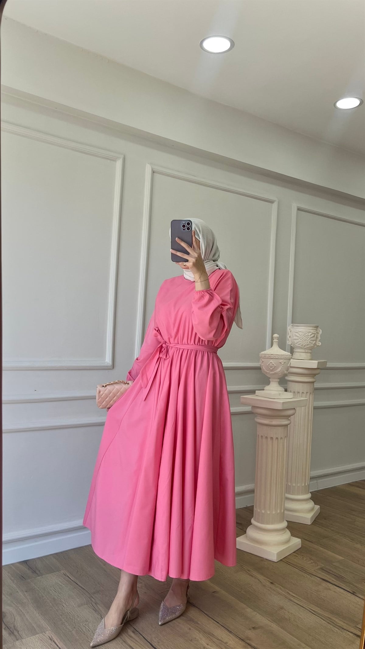 Volanlı Elbise - Pembe