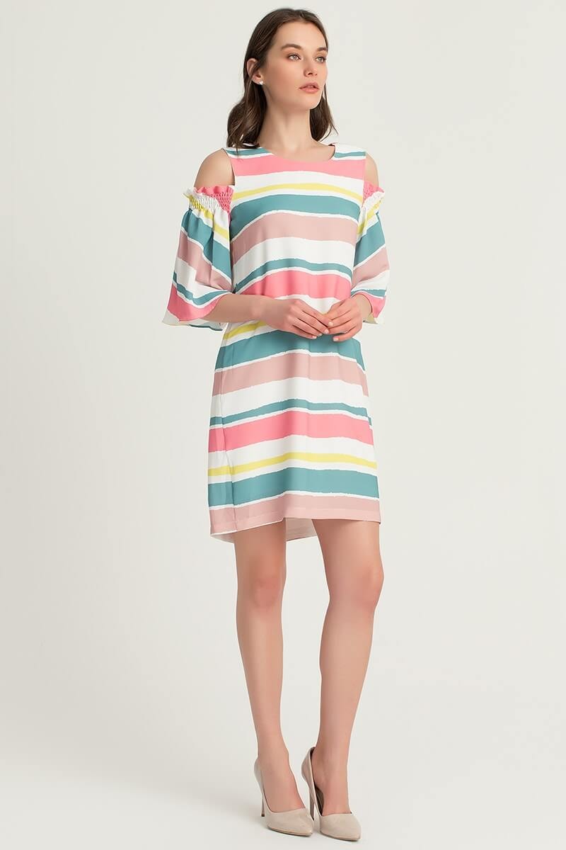 Flamingo Pembe 18SE159 OMUZ DETAYLI ELBİSE