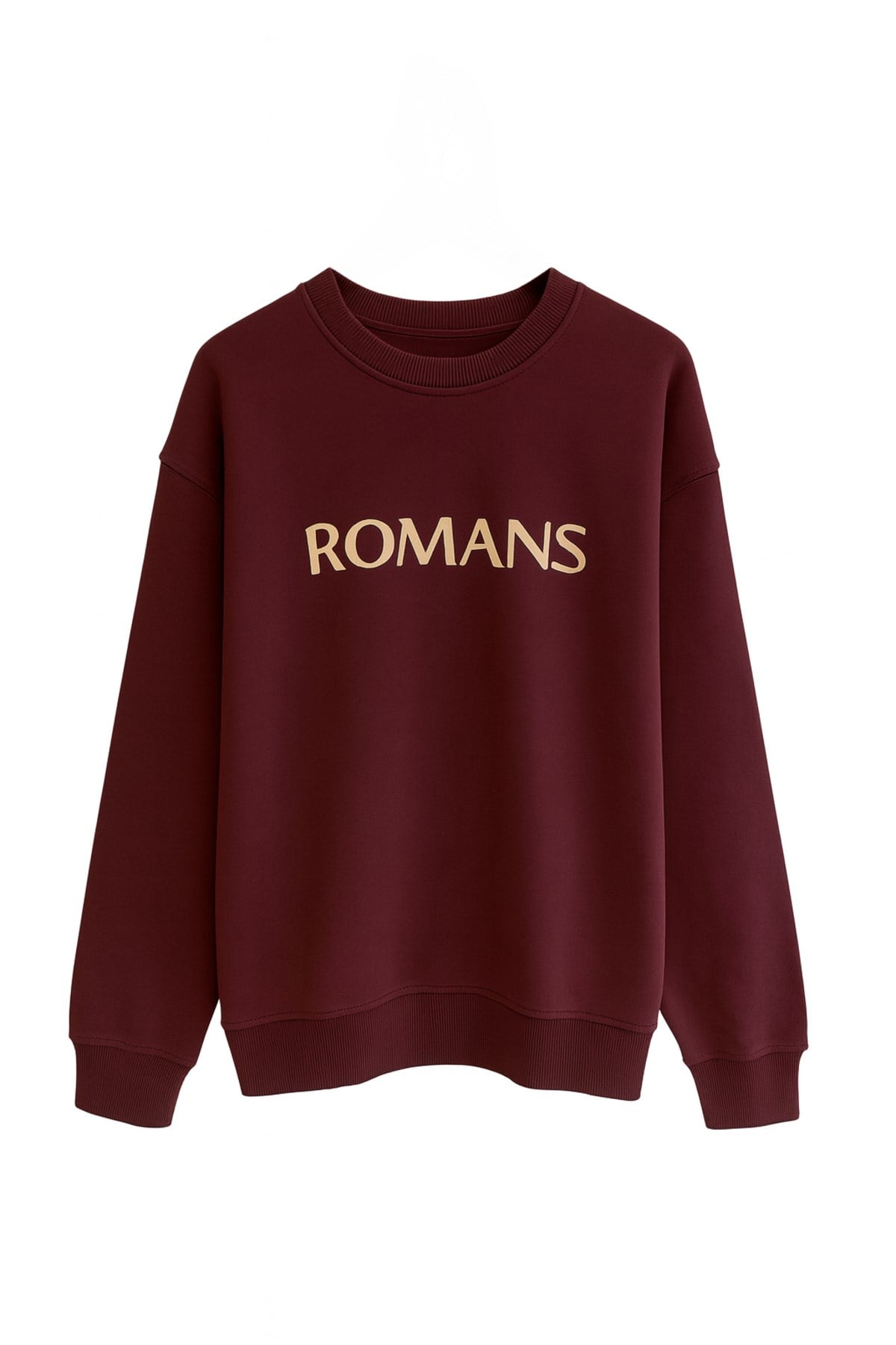 Bordo Amia&Co Marka %100 Pamuklu Bisiklet Yaka Baskı Detaylı Uzun Kollu Sweatshirt