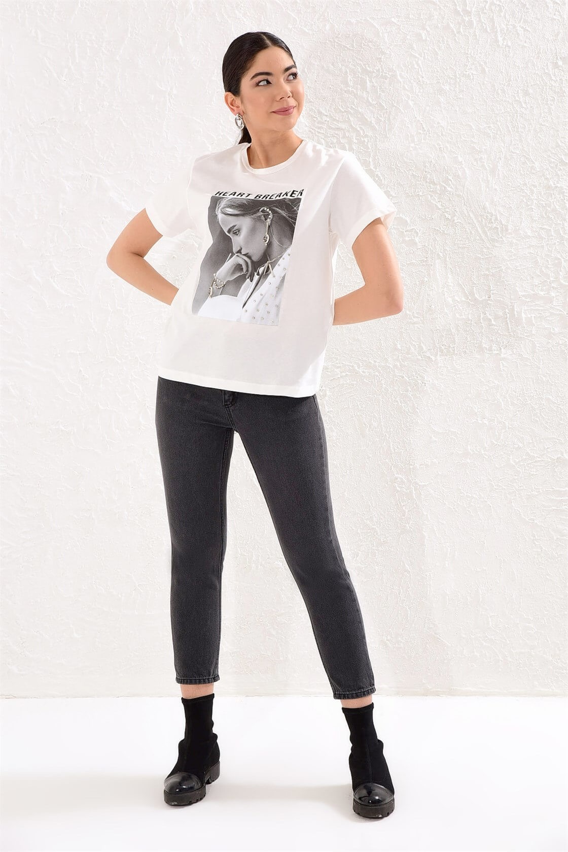 Ekru 2YM2CTS0113 T-SHIRT