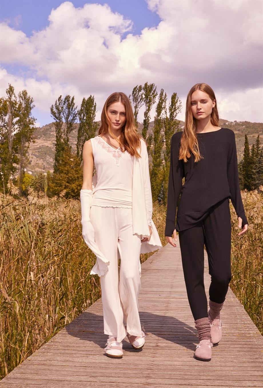 ULTRA COMFORT GENİŞ PAÇA PANTALON EKRU