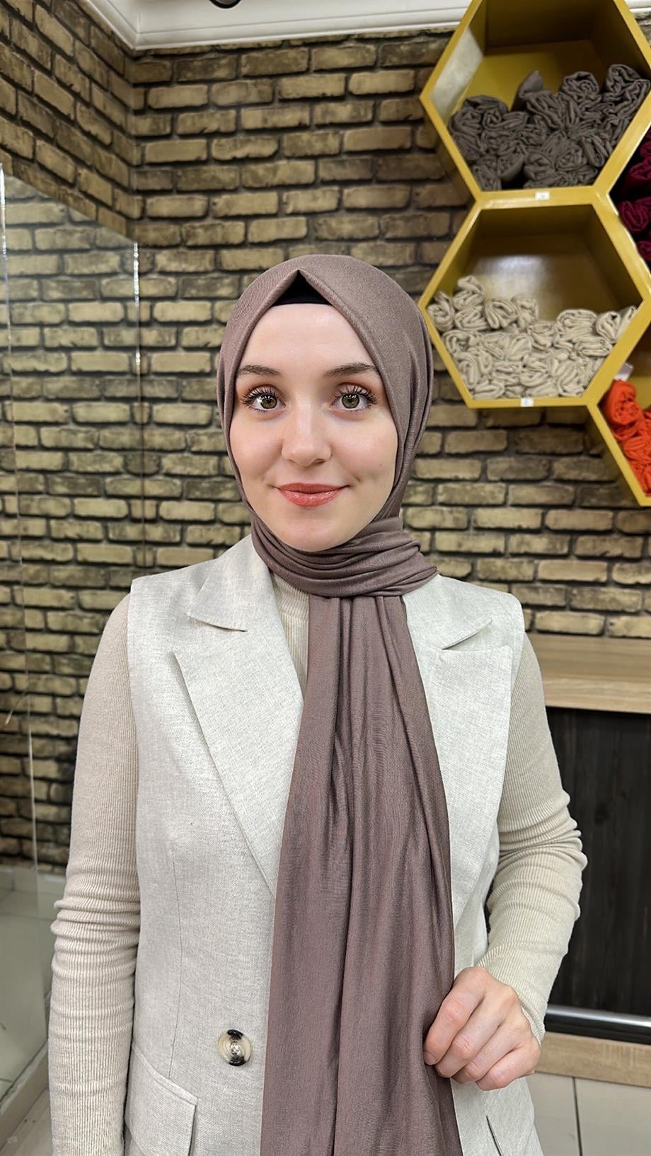 Luxury Penye Şal Koyu Vizon
