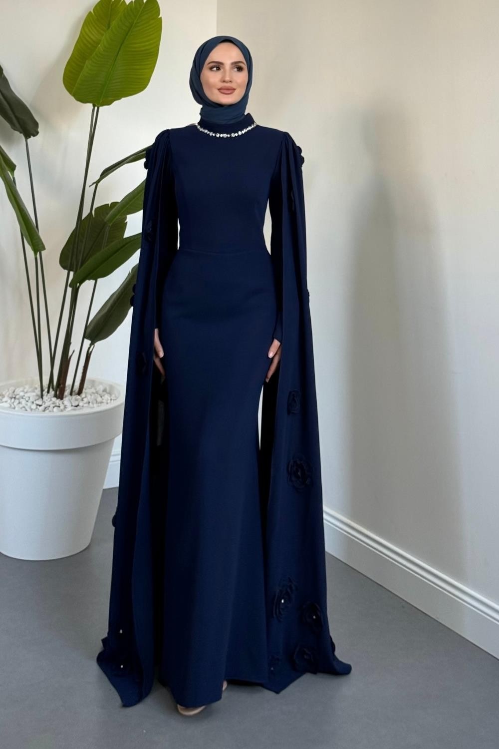Aliya Pelerini Güllü Balık Abiye Lacivert