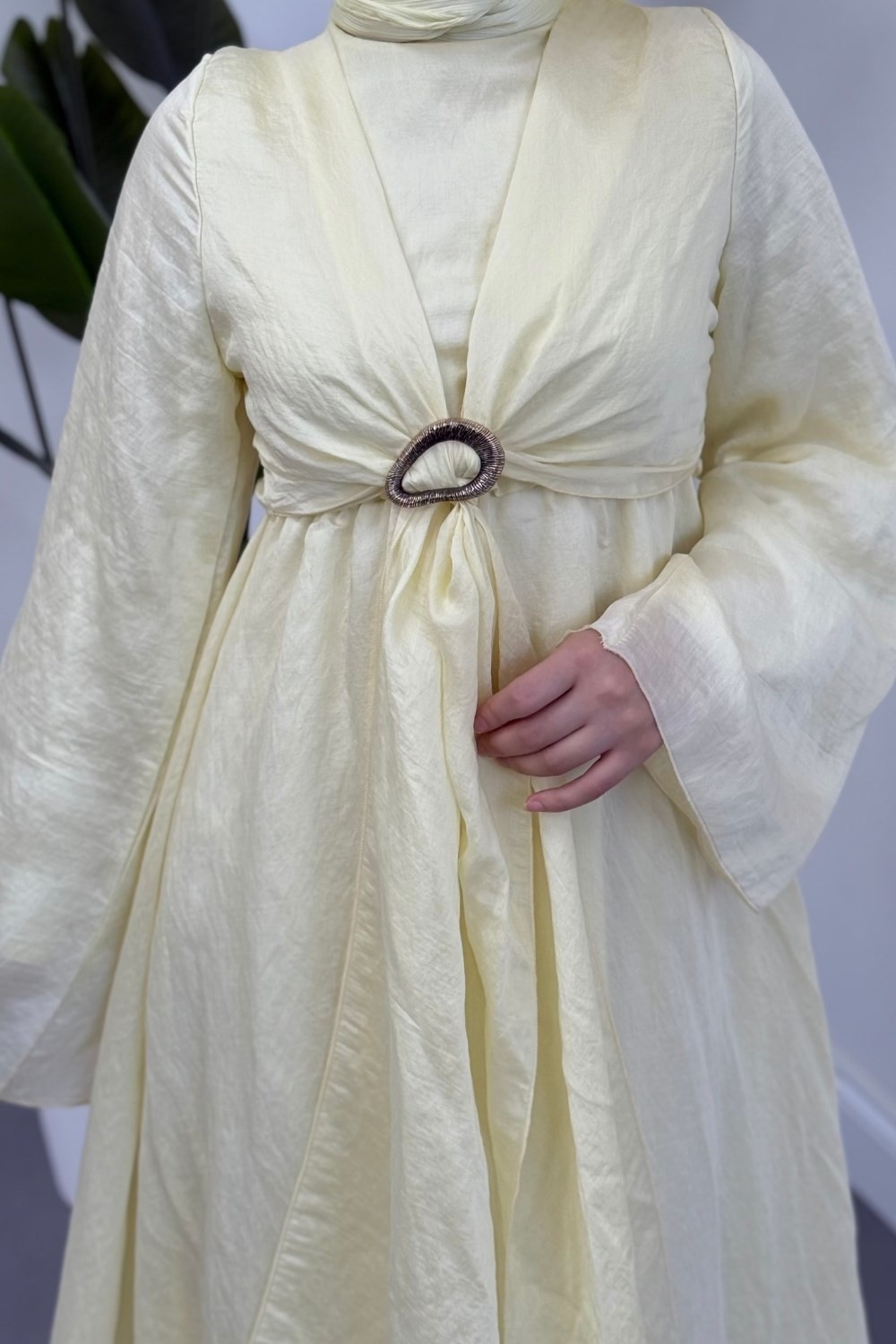 Aurin Pamuklu Tokalı Elbise Butter Yellow