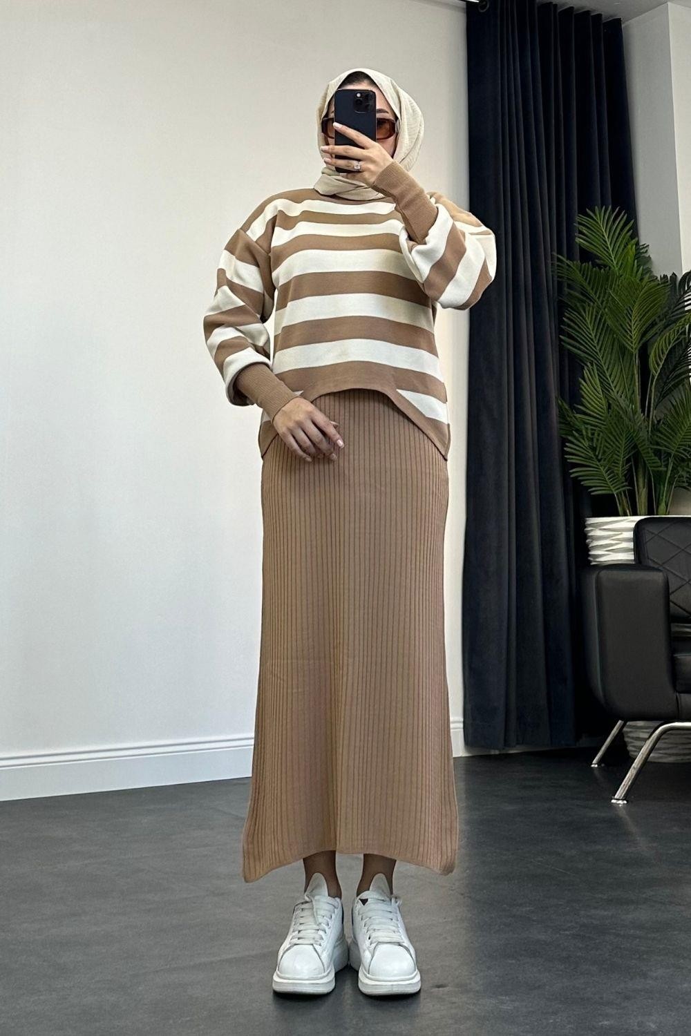 Buse Triko Elbise Camel