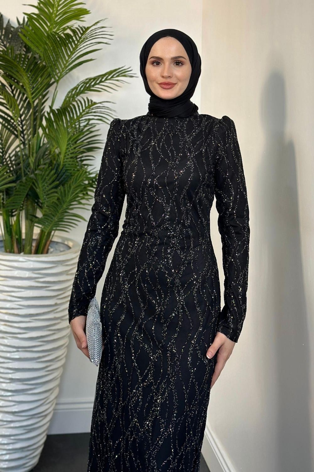 Cora Simli Abiye Siyah