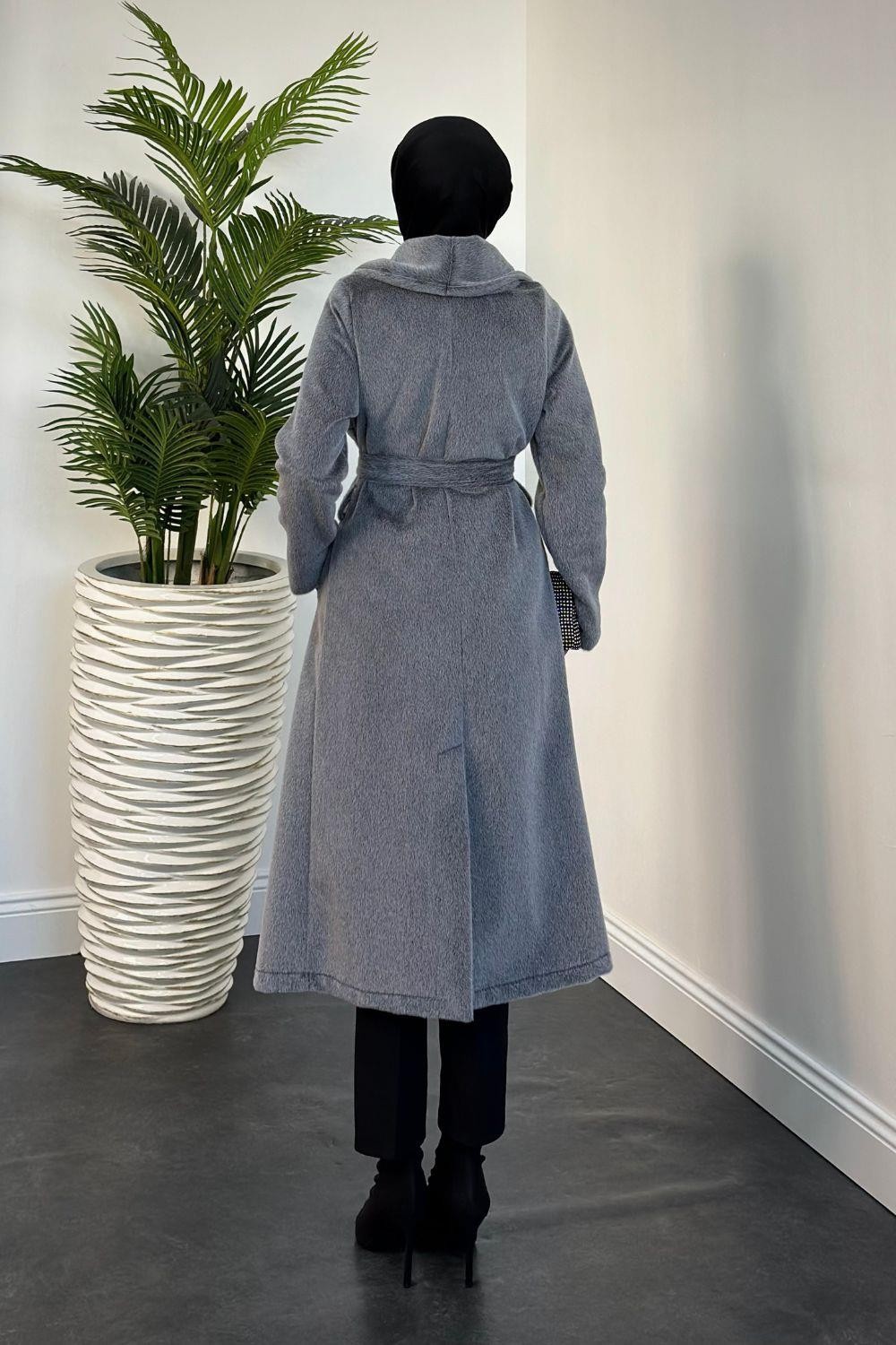 Elvis İçi Astarlı Kürklü Kaban Gri