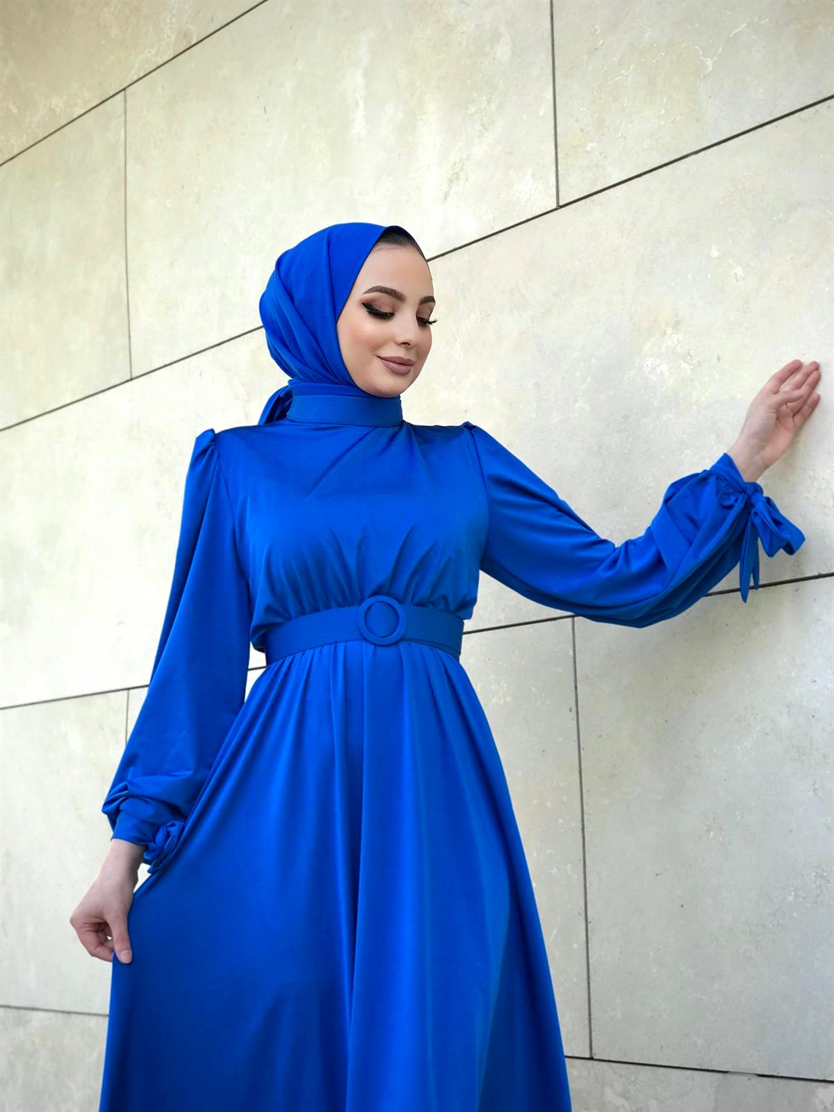 Havin Kemerli Elbise Saks