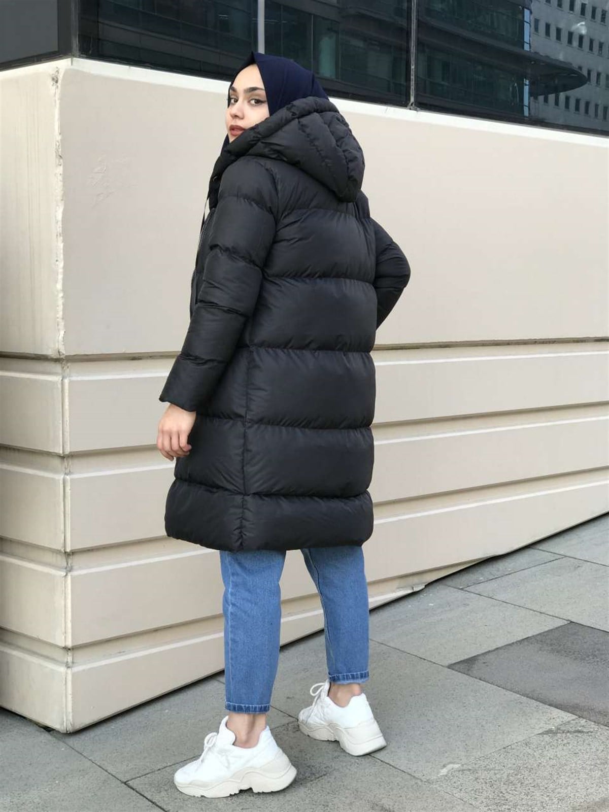 İpli Şişme Mont 78609 Siyah