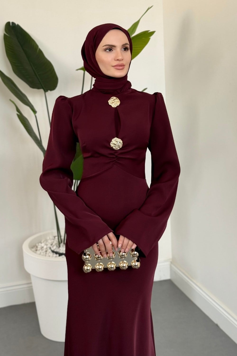 Jaumel Balık Abiye Bordo