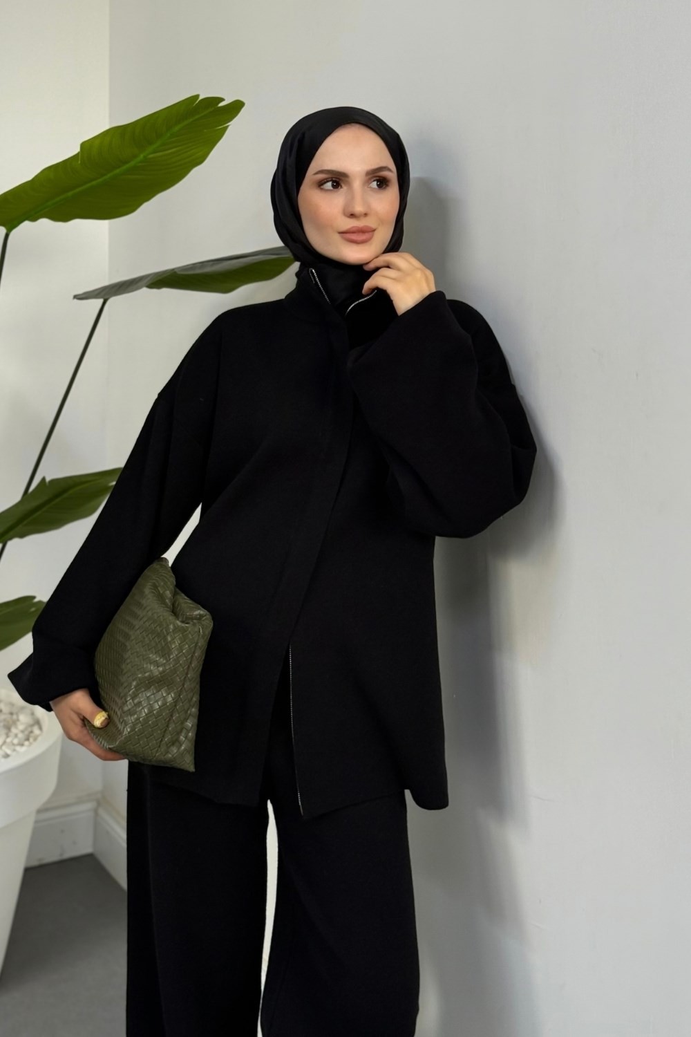 Kasnilia Hırkalı Pantolon Takım Siyah 